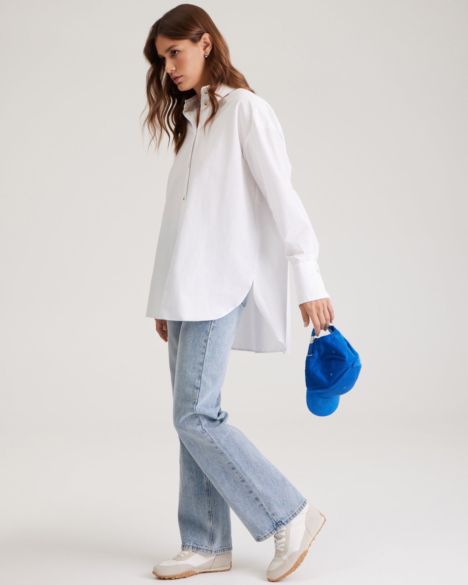 A straight-cut white shirt, White — photo 2