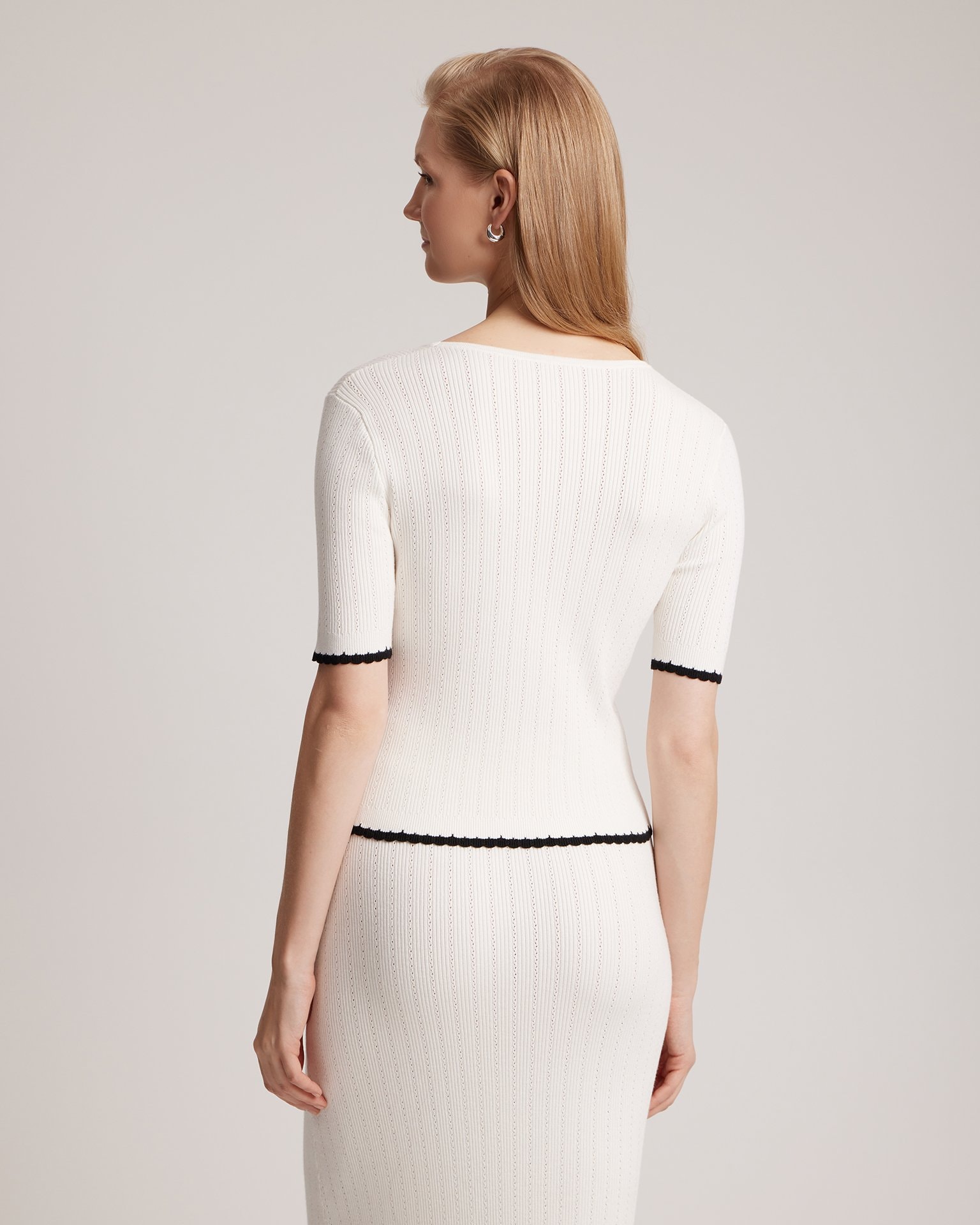 White Top with Contrast Trim, White — photo 3