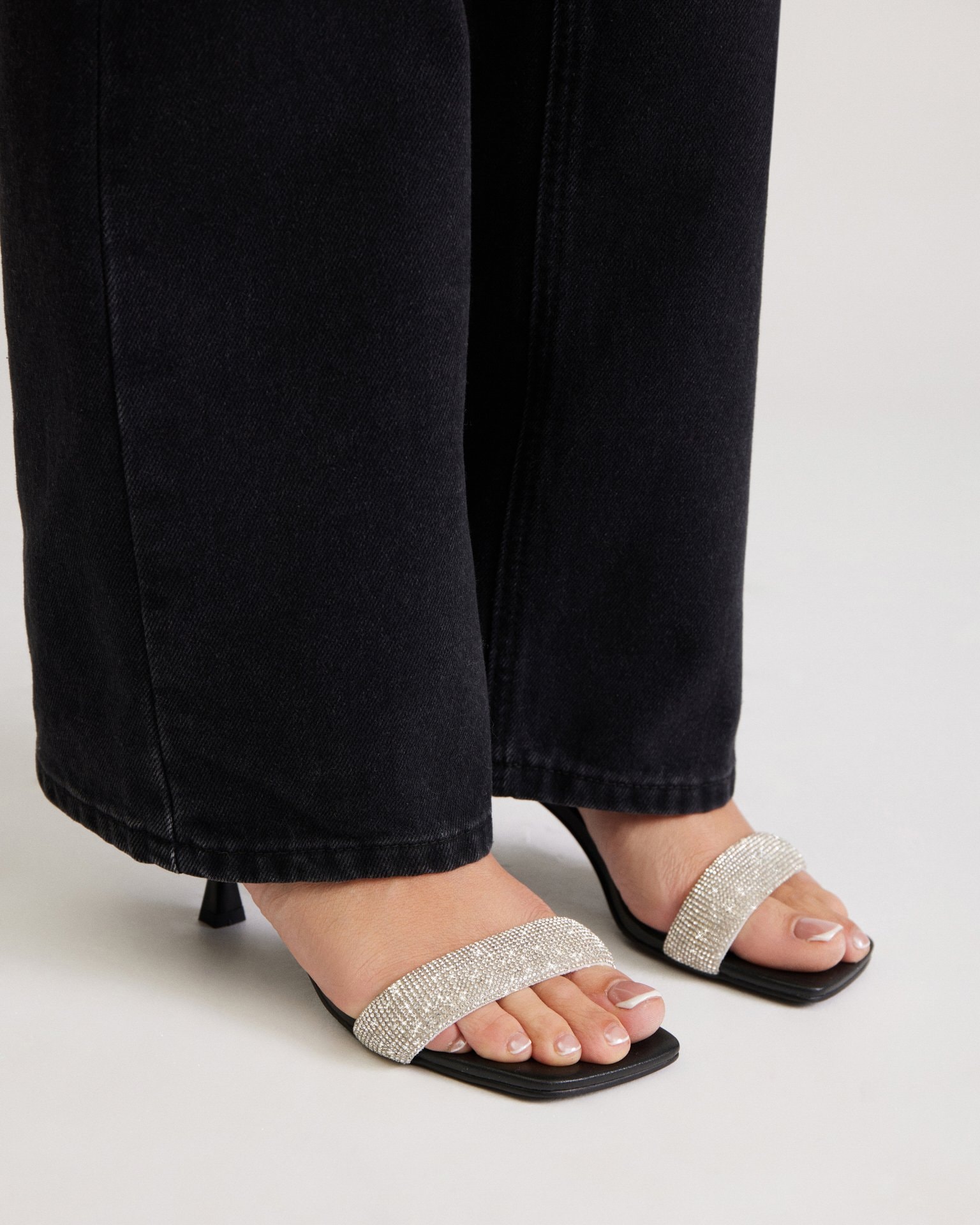 Sandals with crystals, Black — photo 6