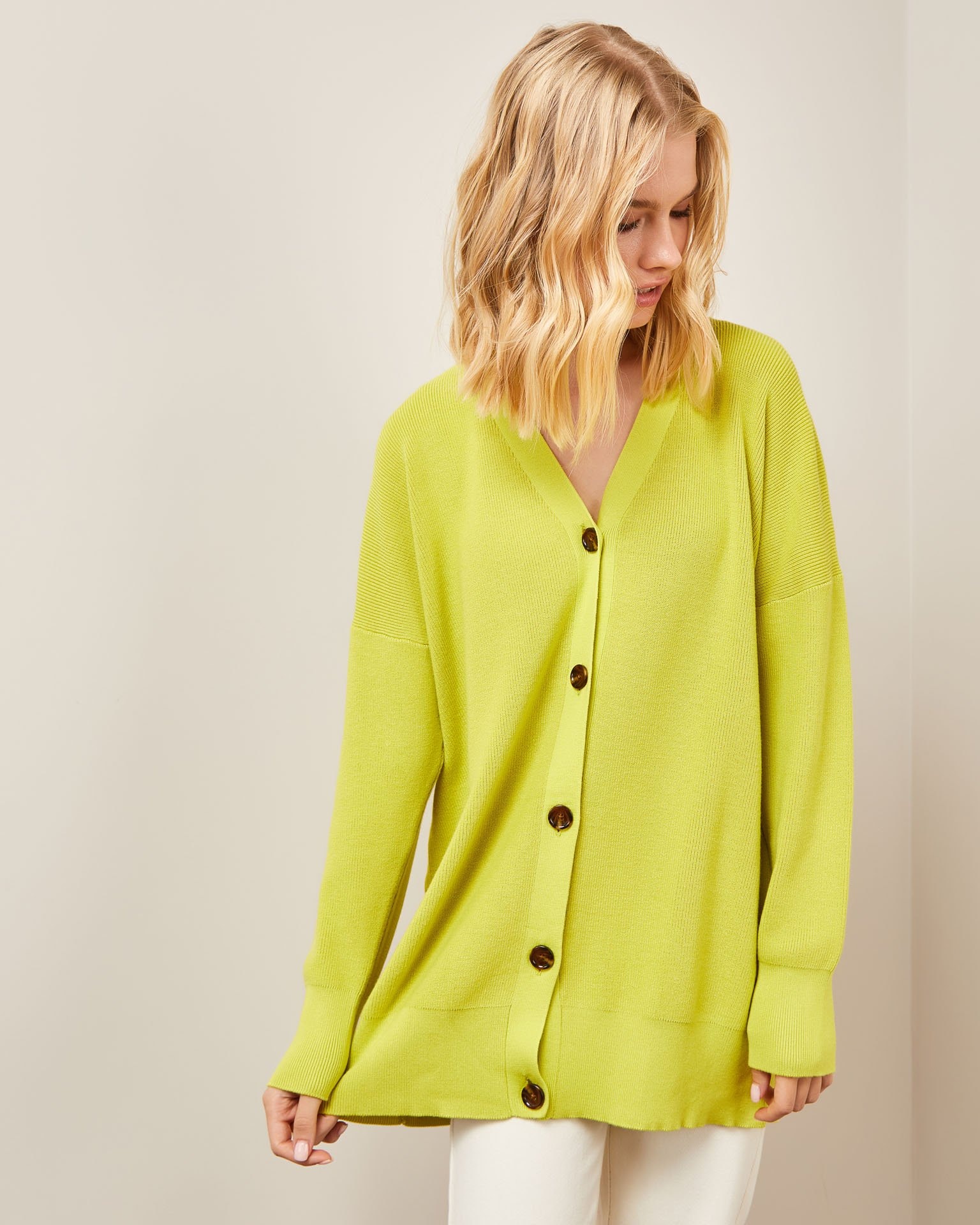 A longline cardigan, Lime