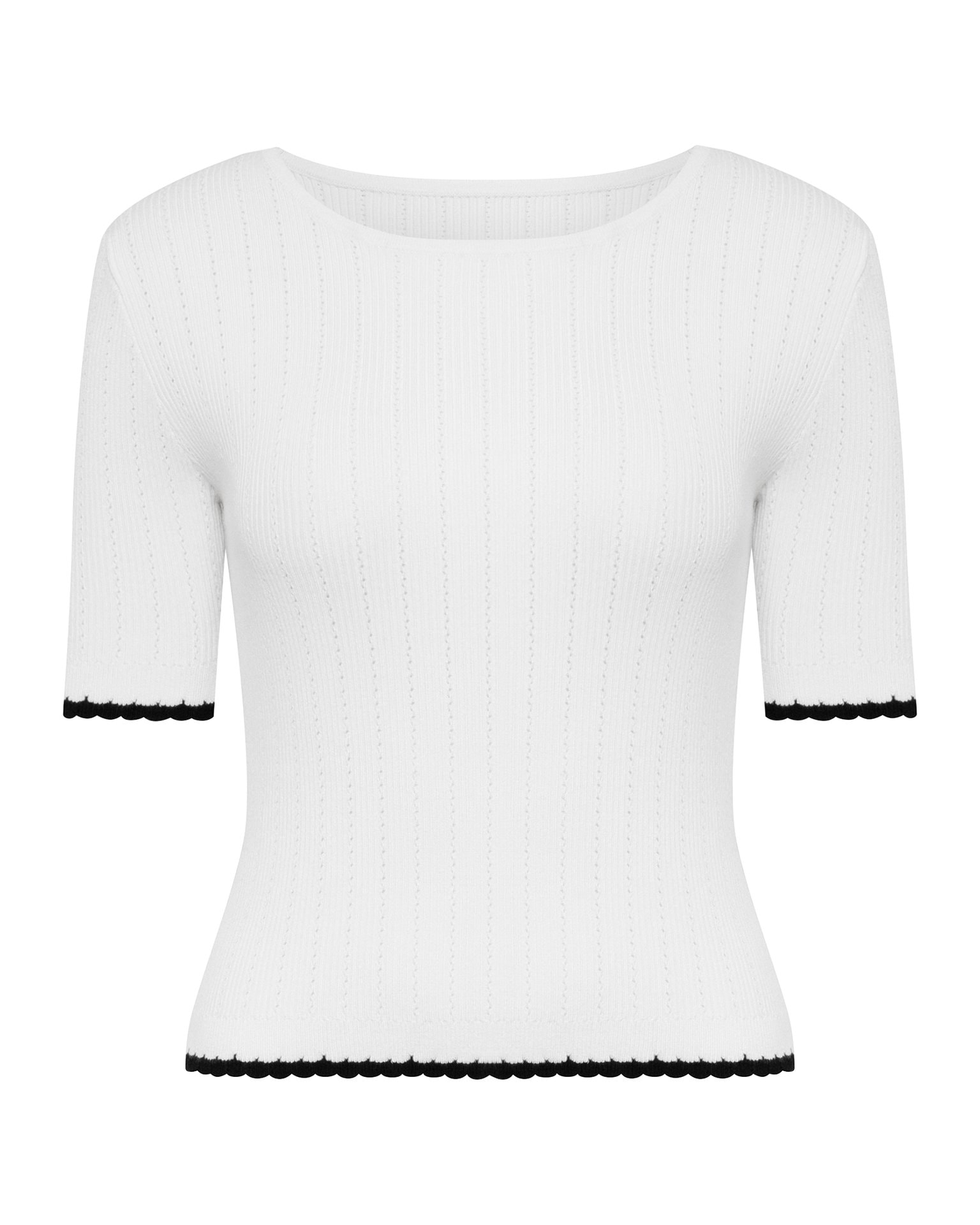 White Top with Contrast Trim, White — photo 6