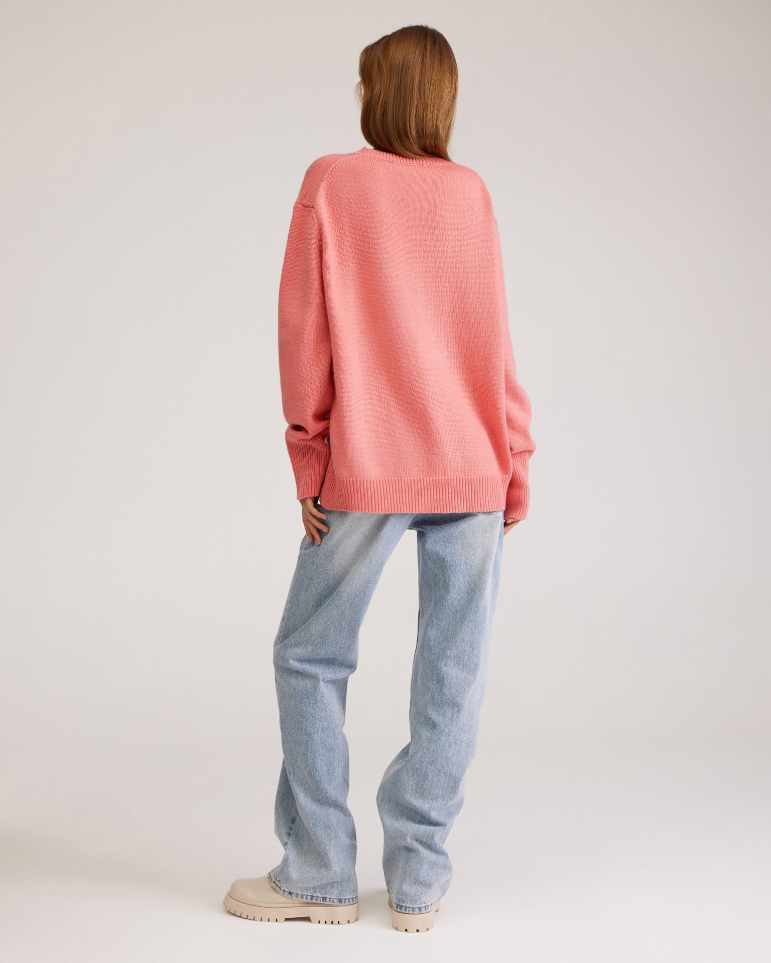 Oversize jumper in coral, Pink — photo 3