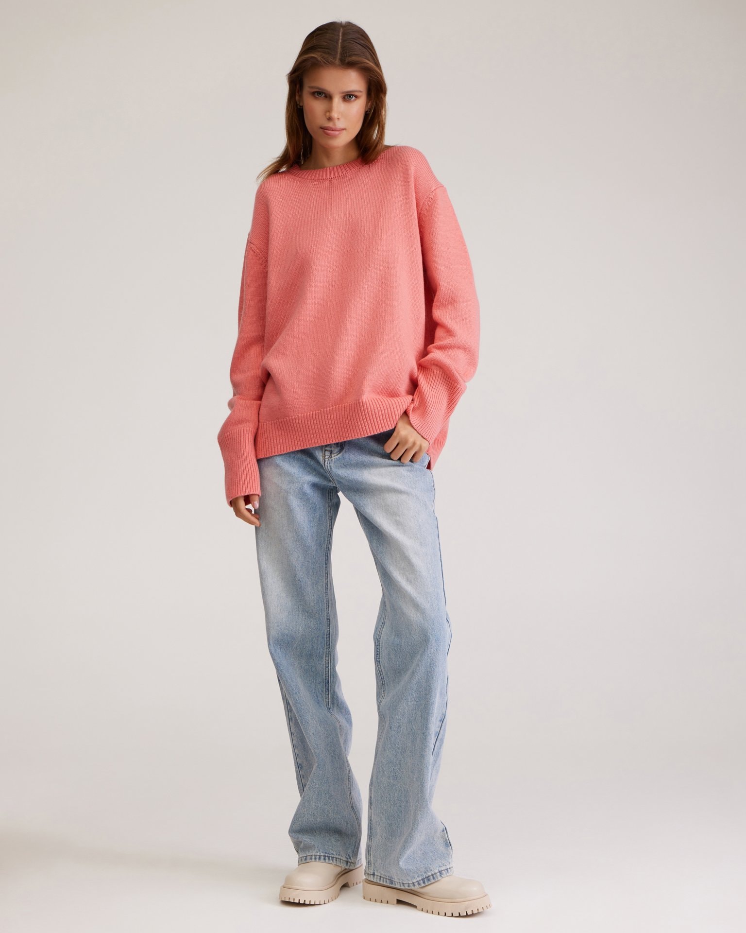Oversize jumper in coral, Pink — photo 2