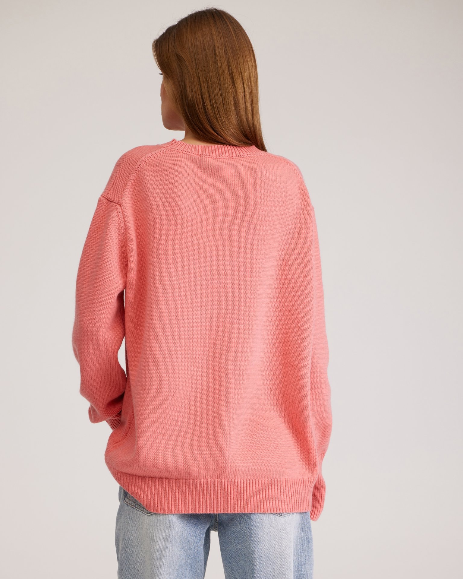 Oversize jumper in coral, Pink — photo 5