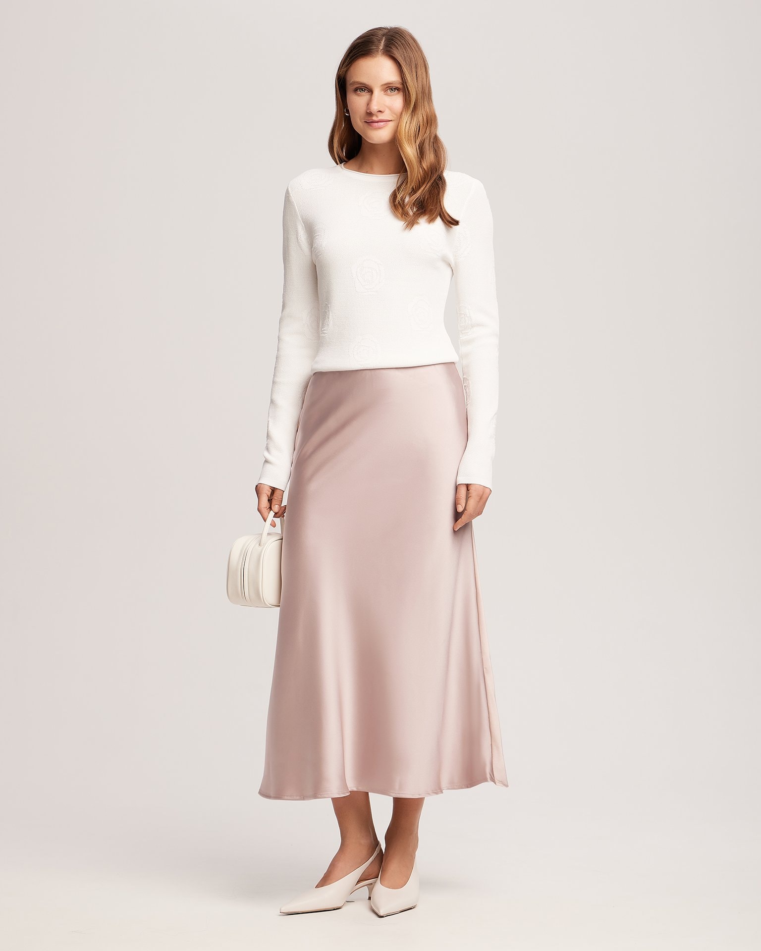 Jumper with textured roses, White — photo 3