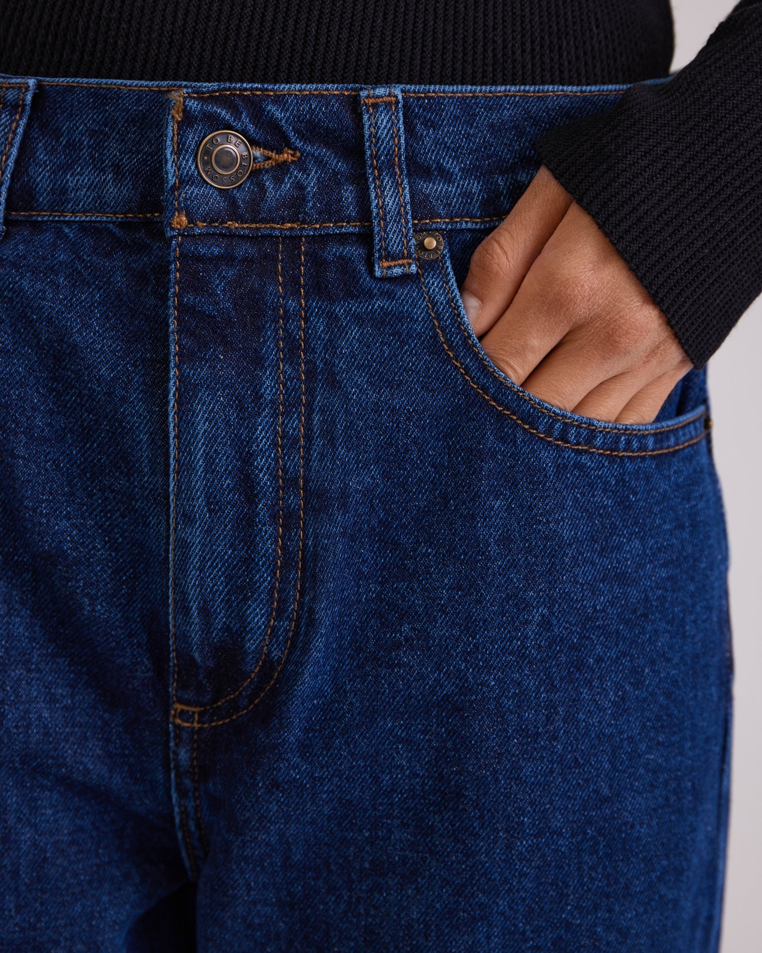 Dark blue straight-leg jeans, Blue — photo 7