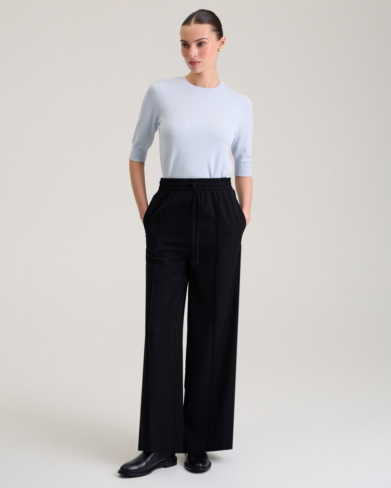 Black palazzo trousers, Black — photo 4
