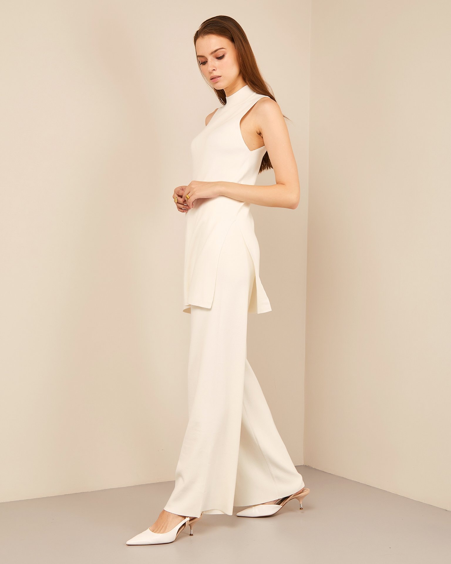 Trouser suit with elongated jumper, Milk — photo 2
