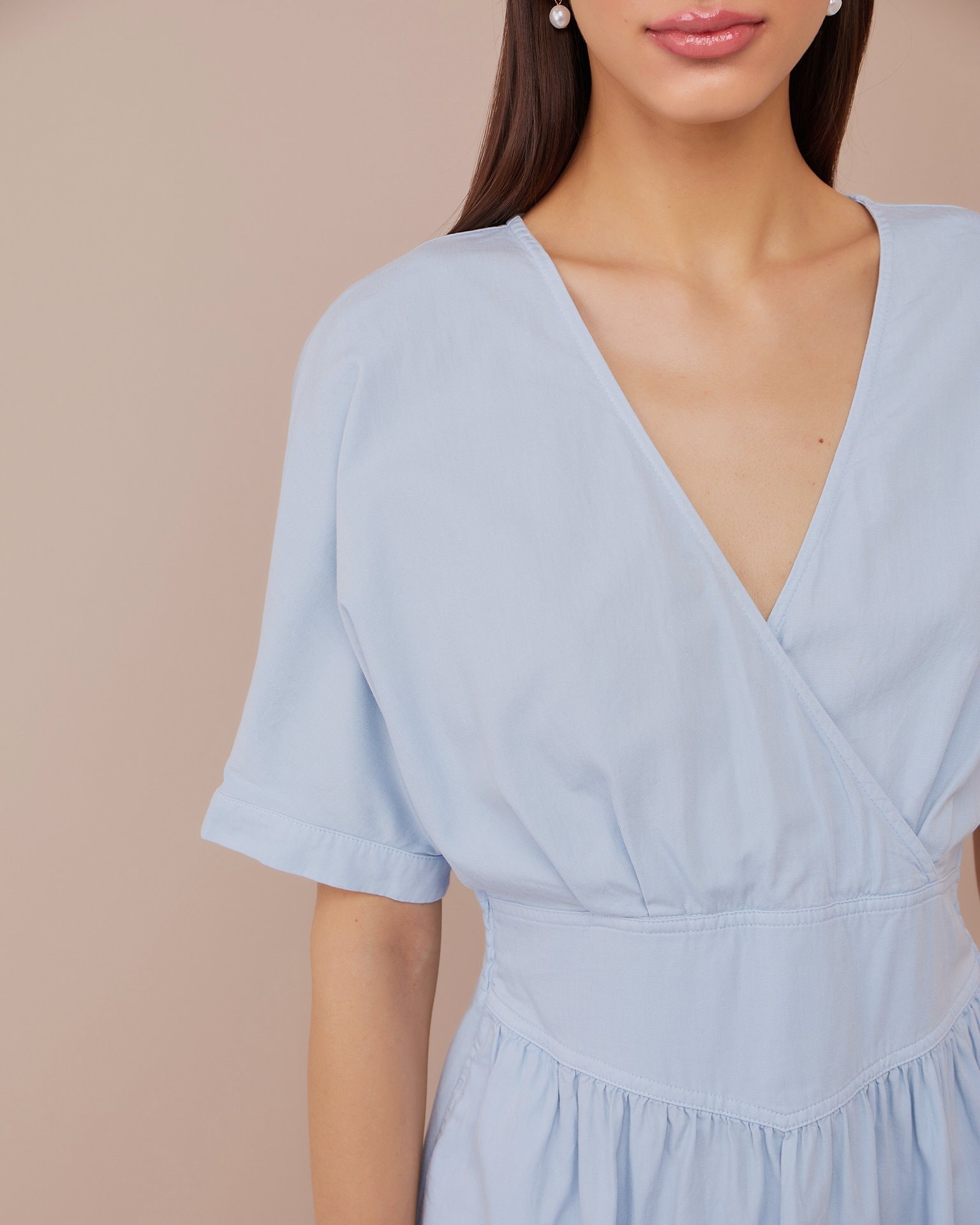 Dress with a waist accent, Sky blue — photo 6