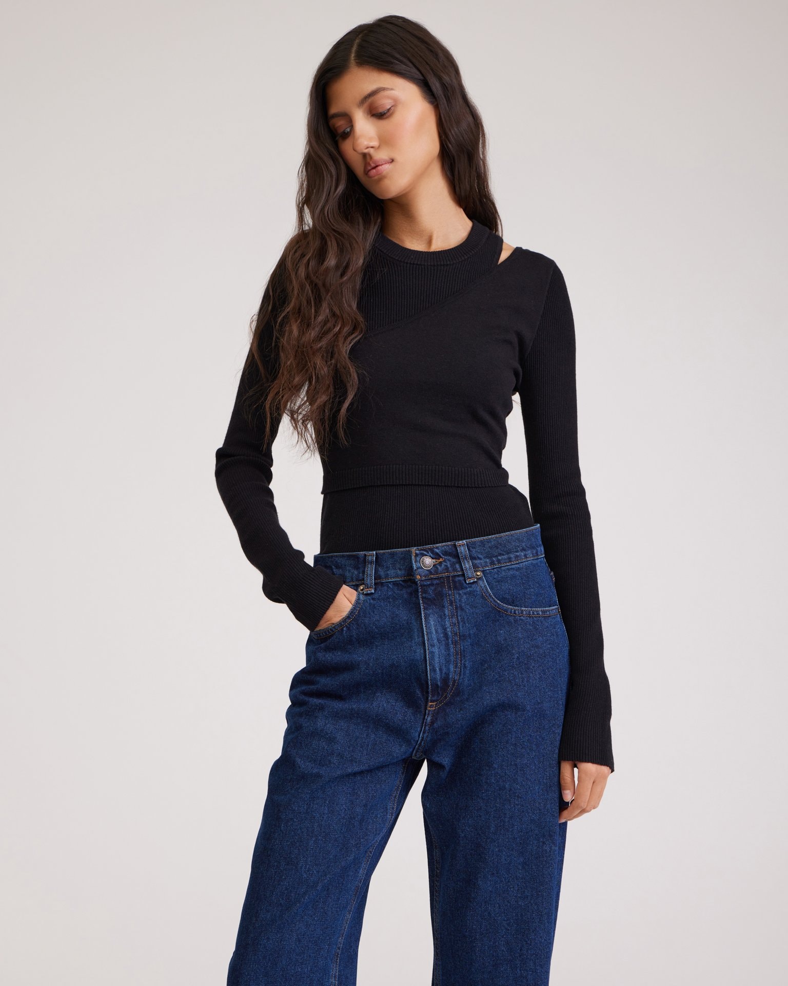 Dark blue straight-leg jeans, Blue — photo 2