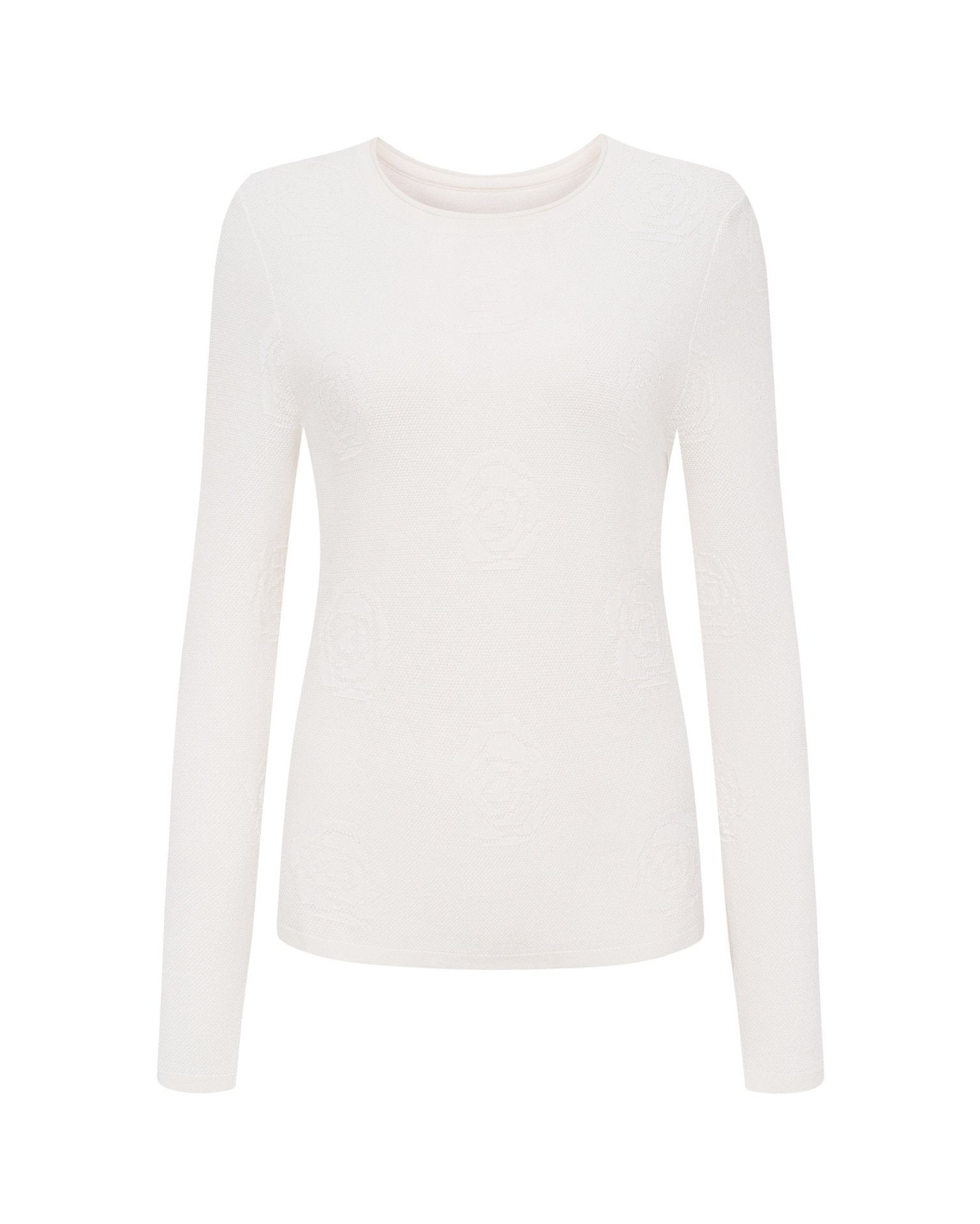 Jumper with textured roses, White — photo 8