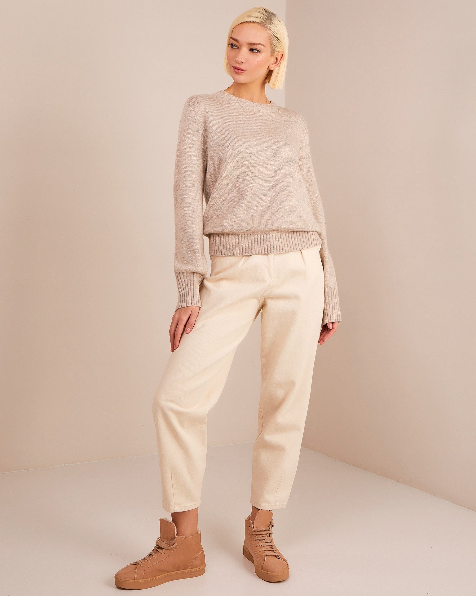 Melange effect sweater, Beige — photo 2