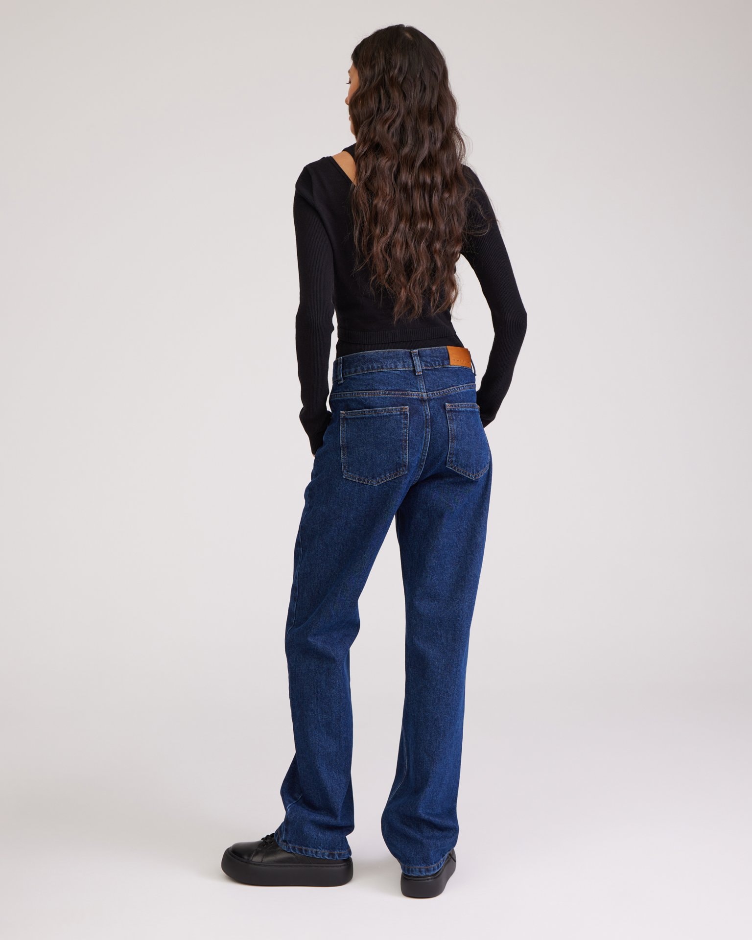Dark blue straight-leg jeans, Blue — photo 3