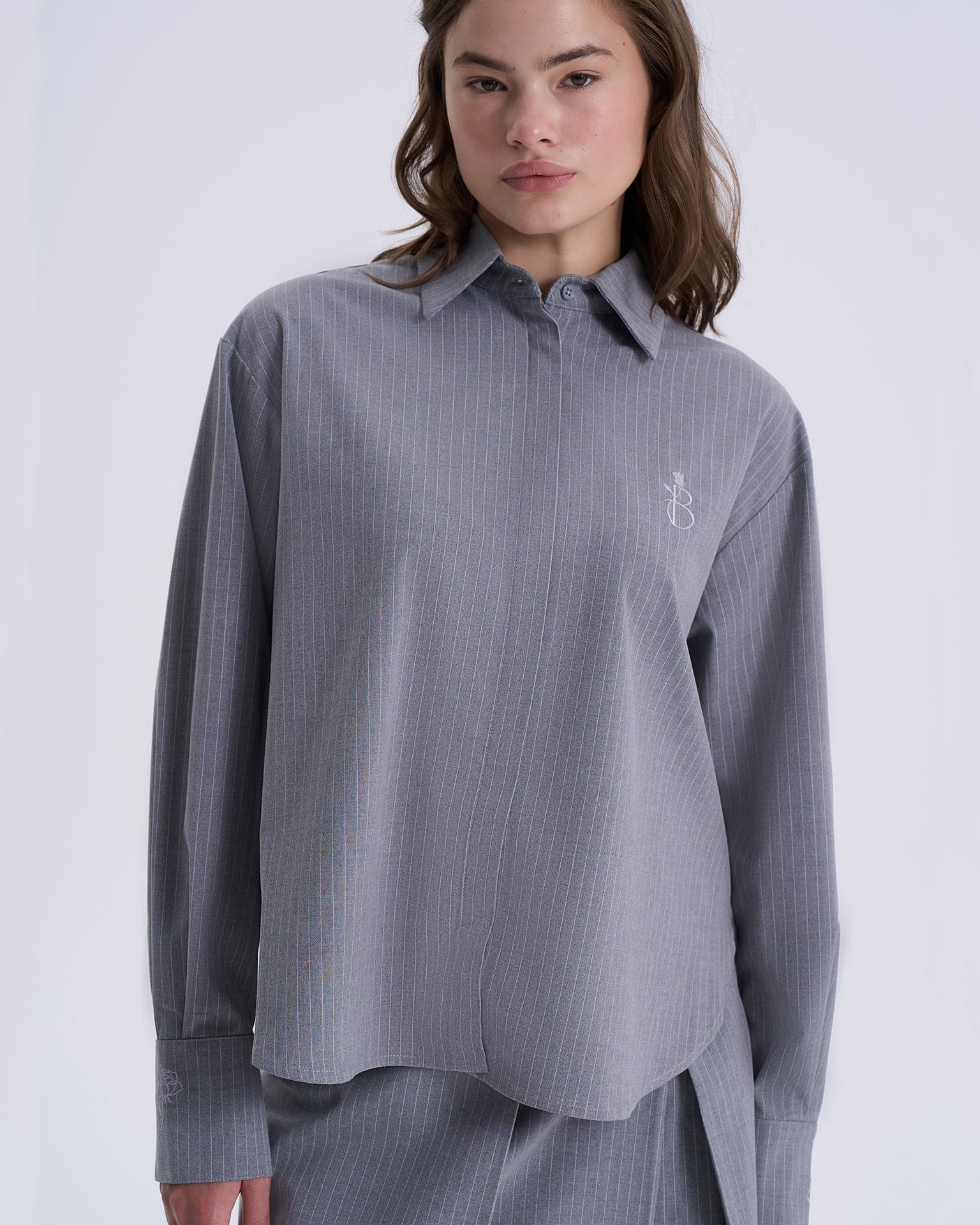 Grey striped shirt, Grey — photo 4