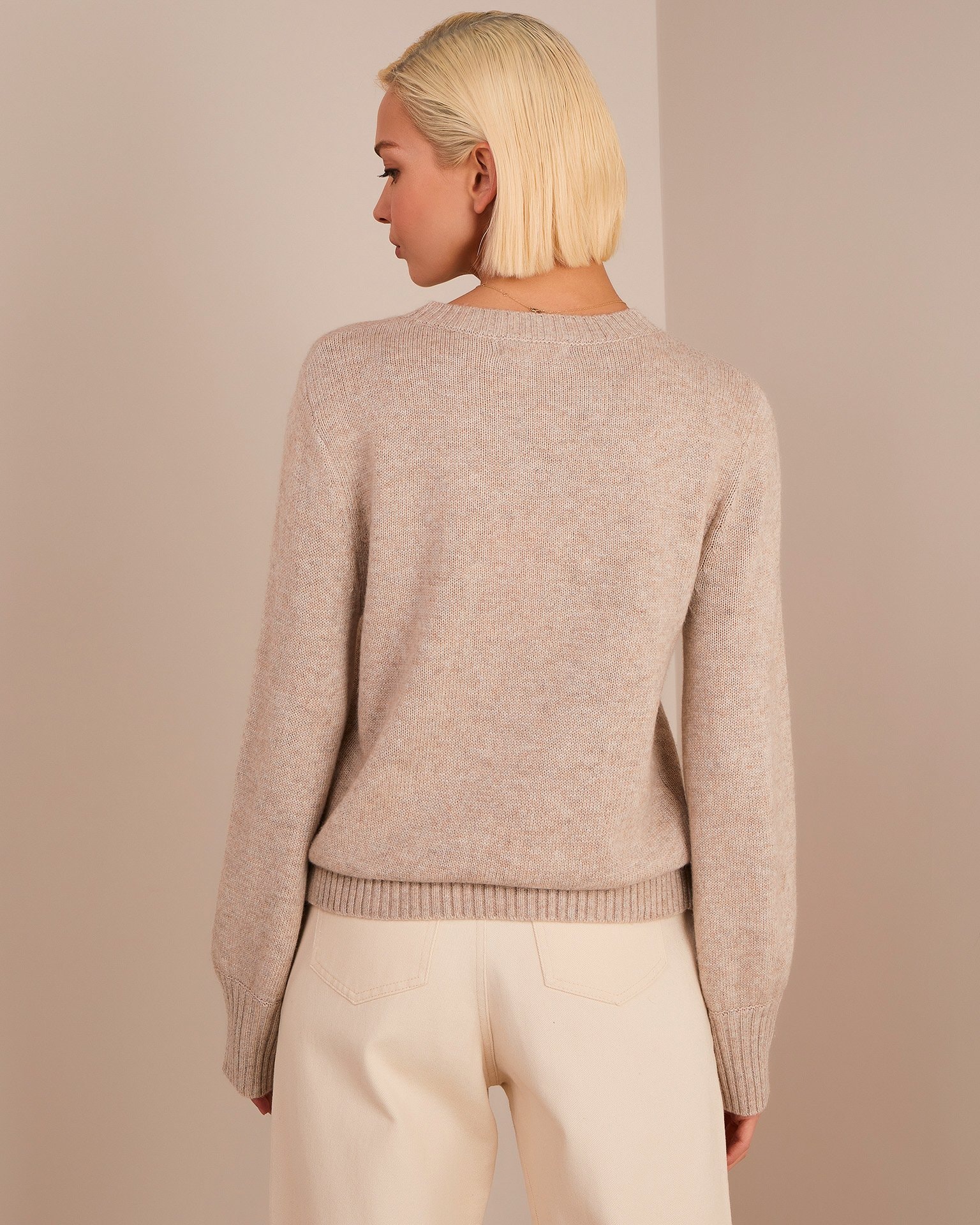 Melange effect sweater, Beige — photo 3