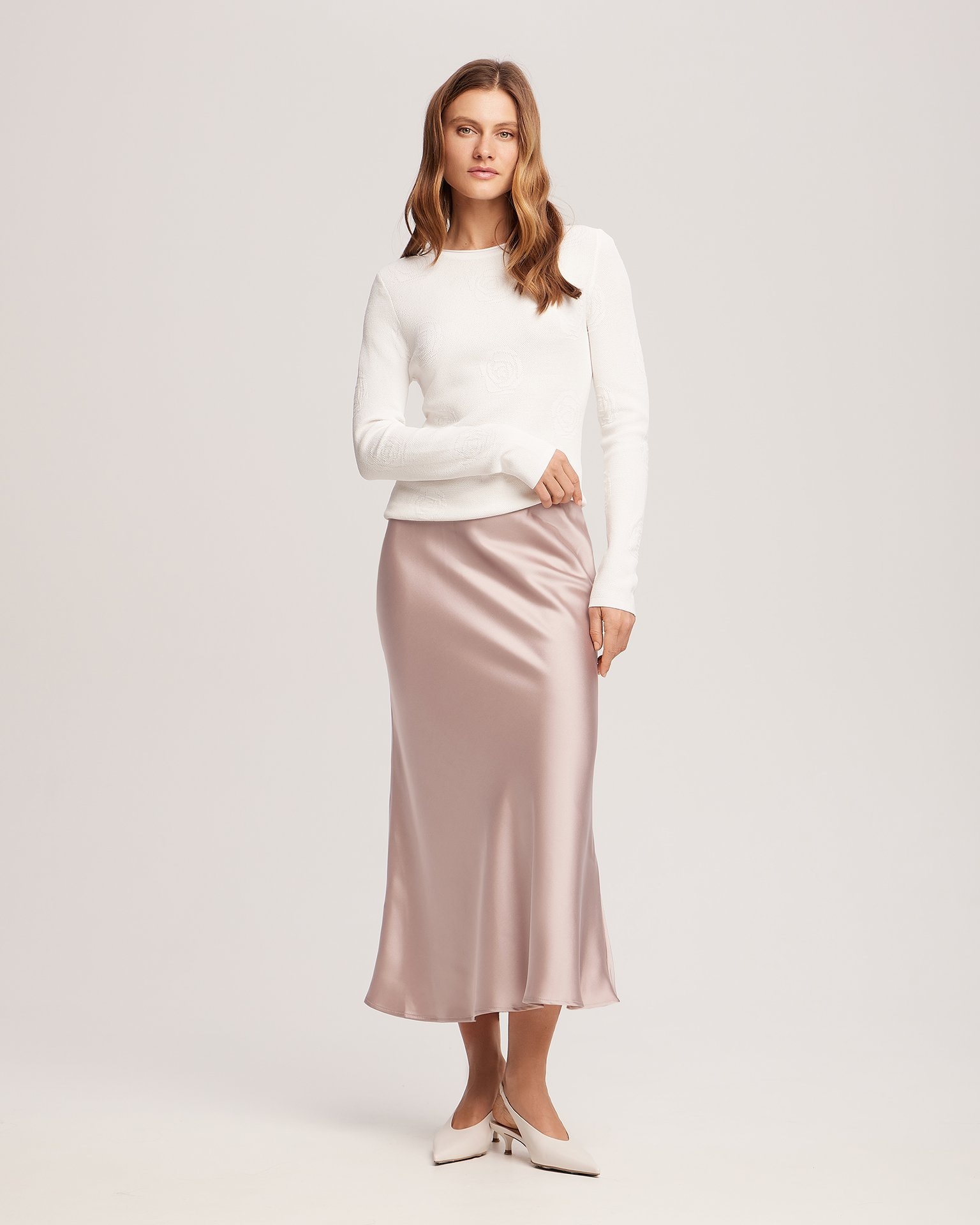 Jumper with textured roses, White — photo 5