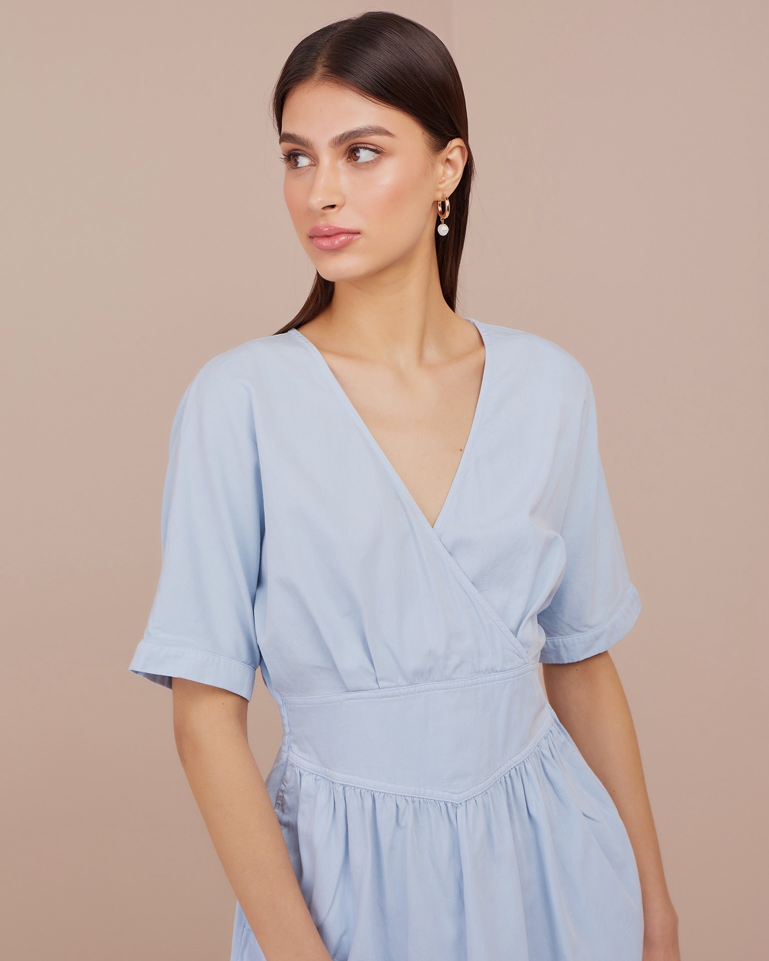 Dress with a waist accent, Sky blue — photo 5