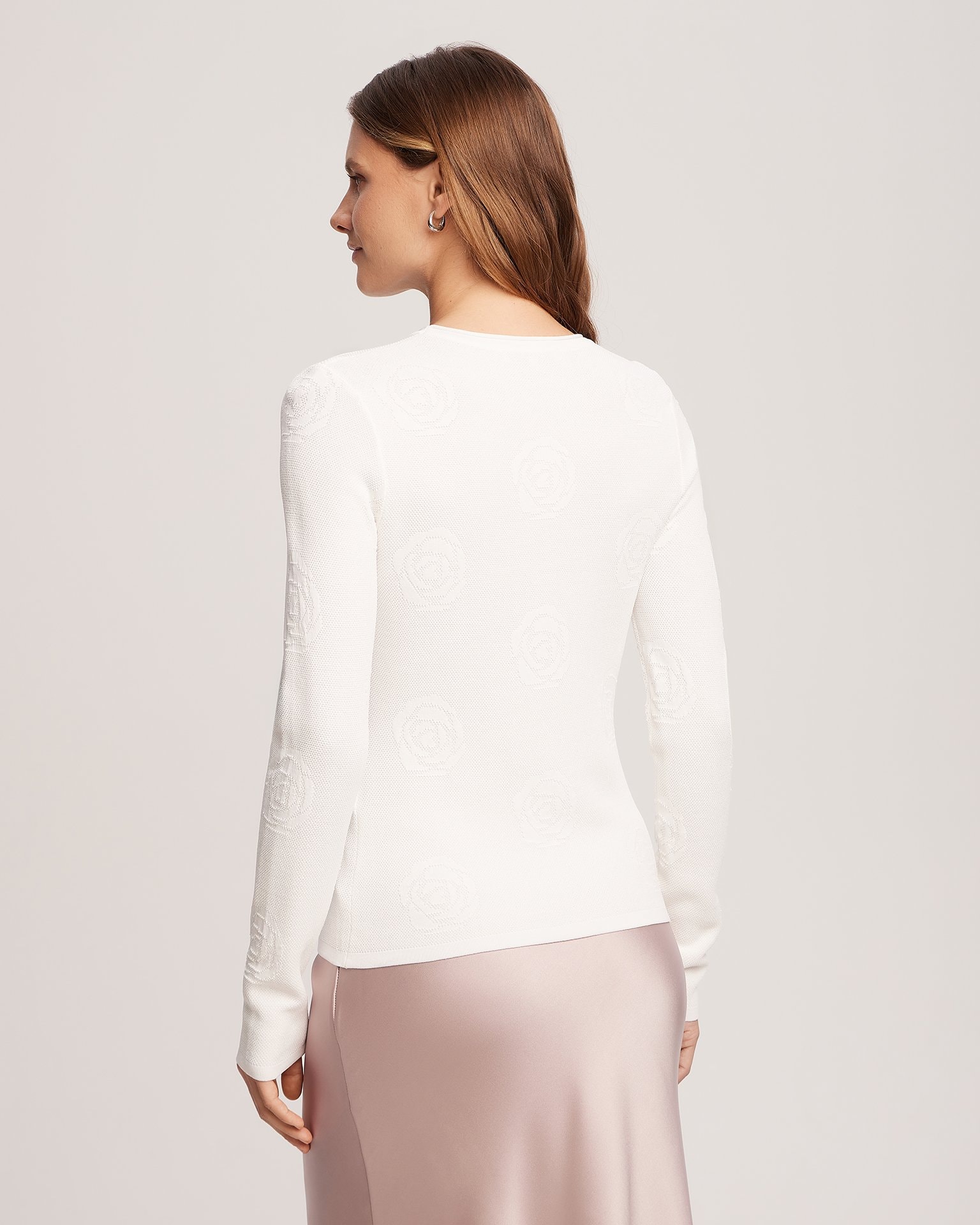 Jumper with textured roses, White — photo 4