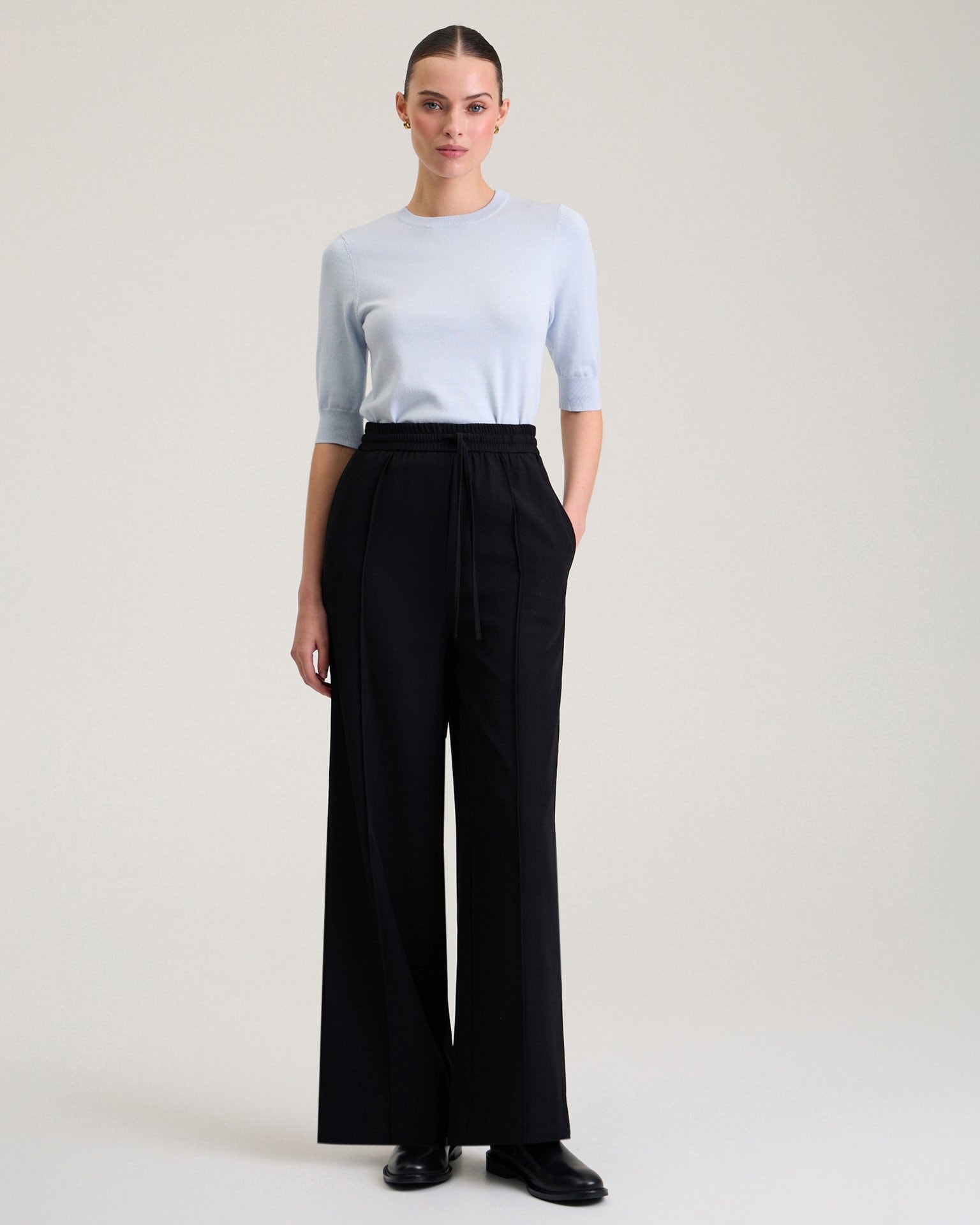 Black palazzo trousers, Black — photo 5