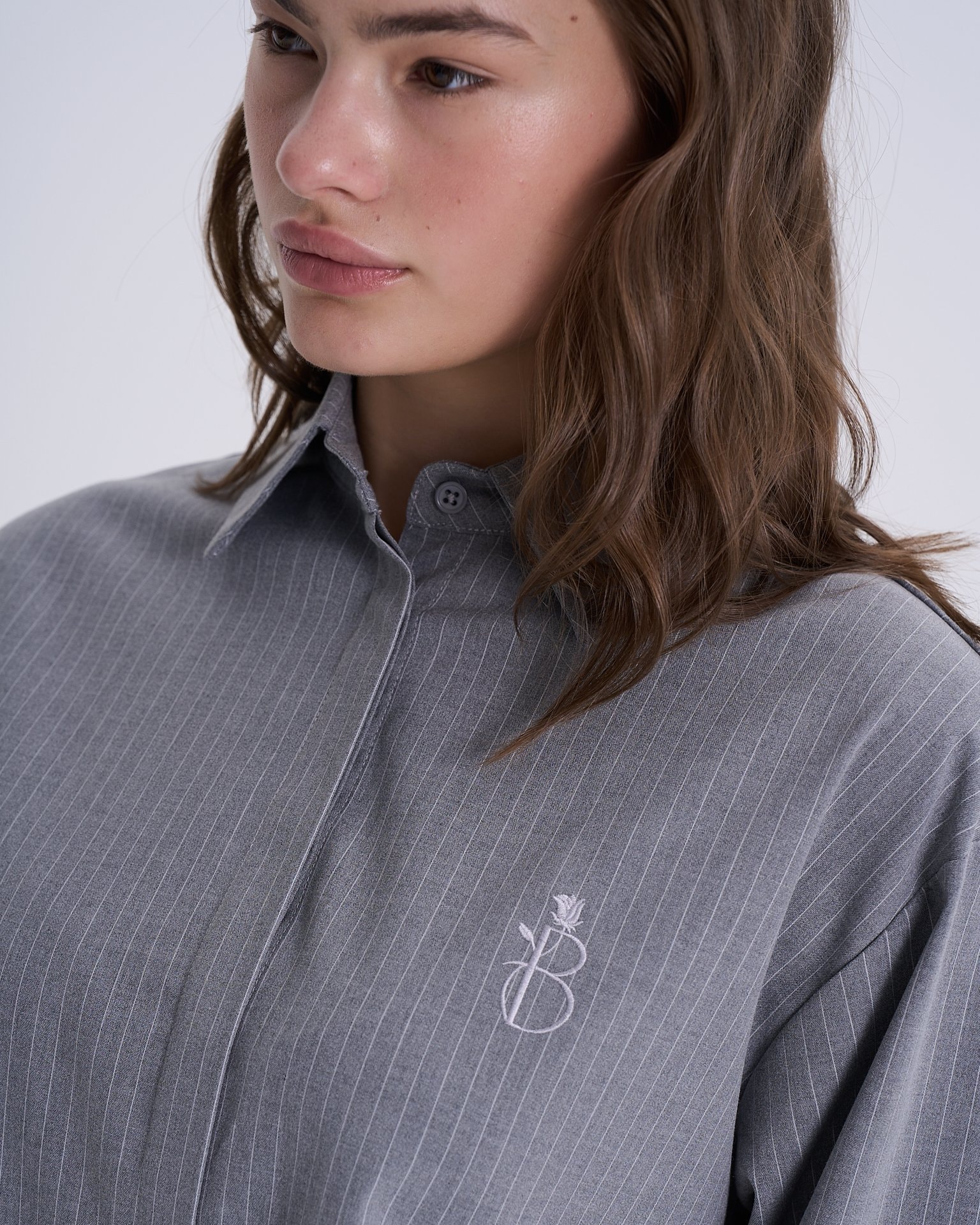 Grey striped shirt, Grey — photo 8