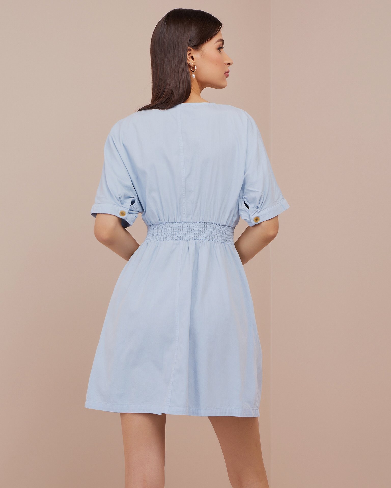 Dress with a waist accent, Sky blue — photo 4