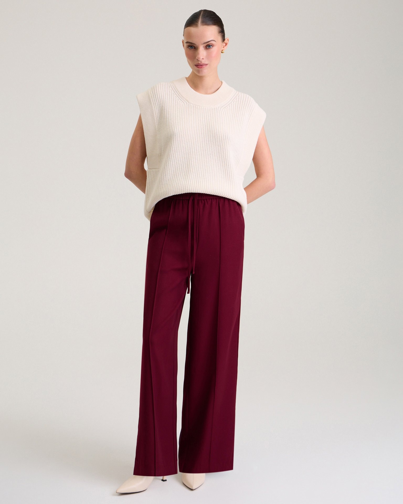 Trousers with textured creases, Red — photo 2