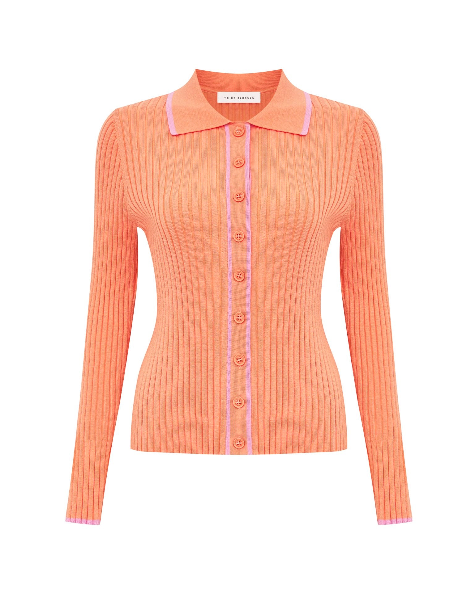 Polo-collar cardigan, Orange — photo 6