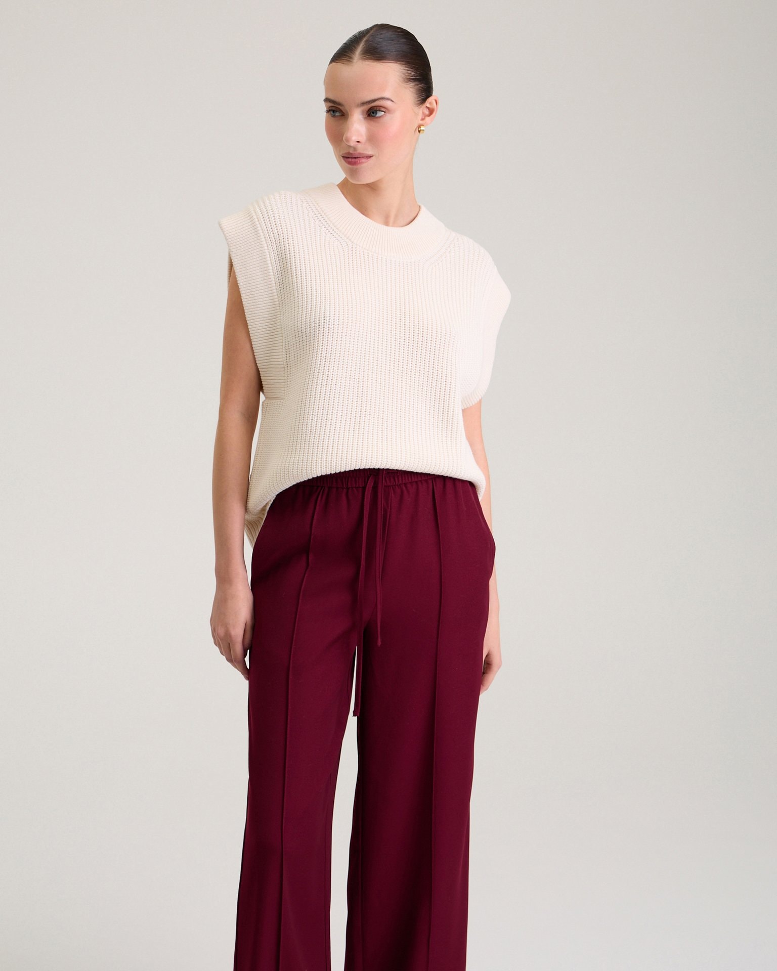 Trousers with textured creases, Red — photo 5