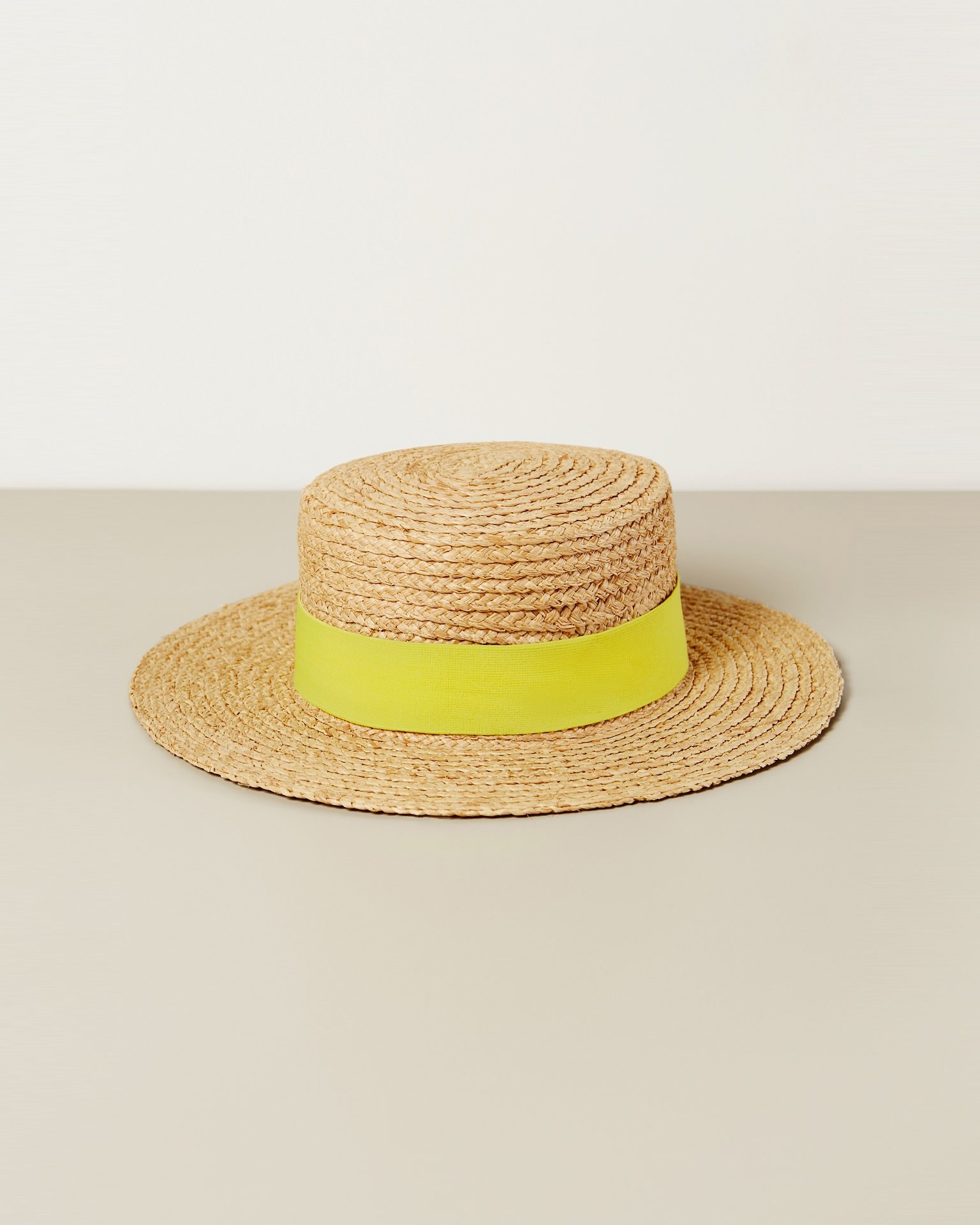 Straw boater hat, Yellow