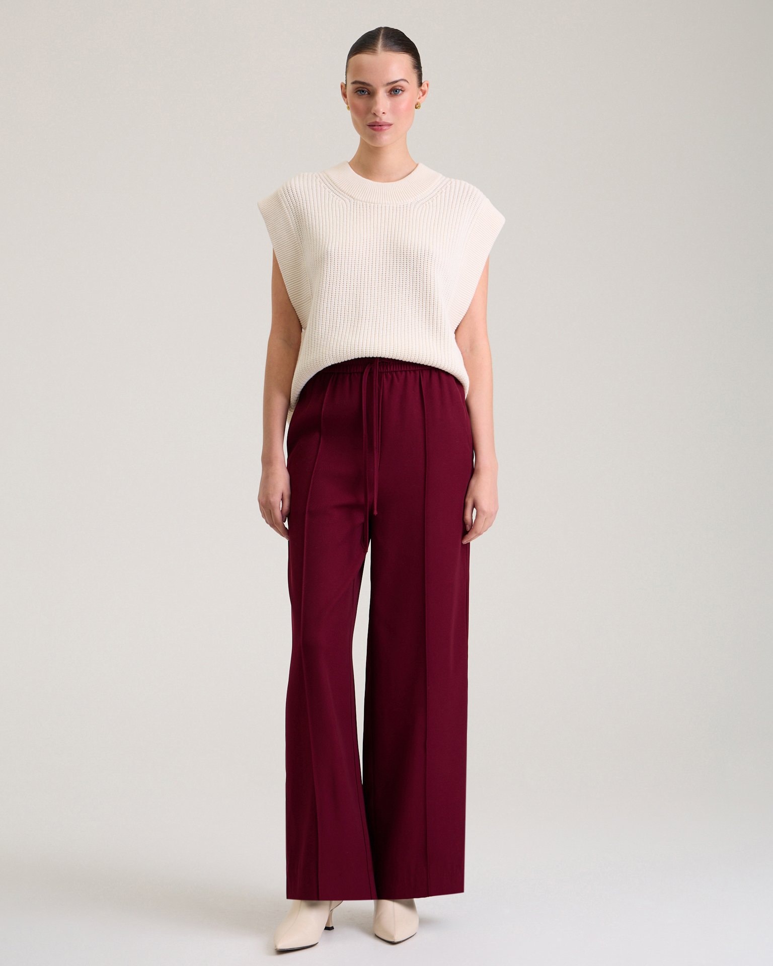 Trousers with textured creases, Red — photo 4
