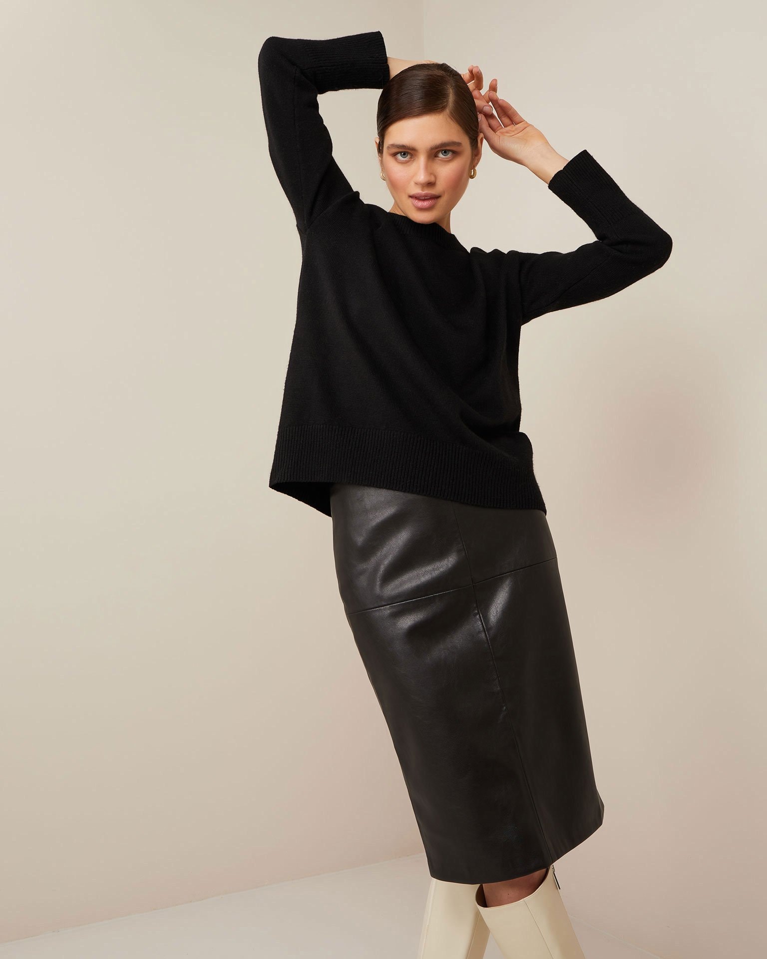 Faux leather skirt, Black