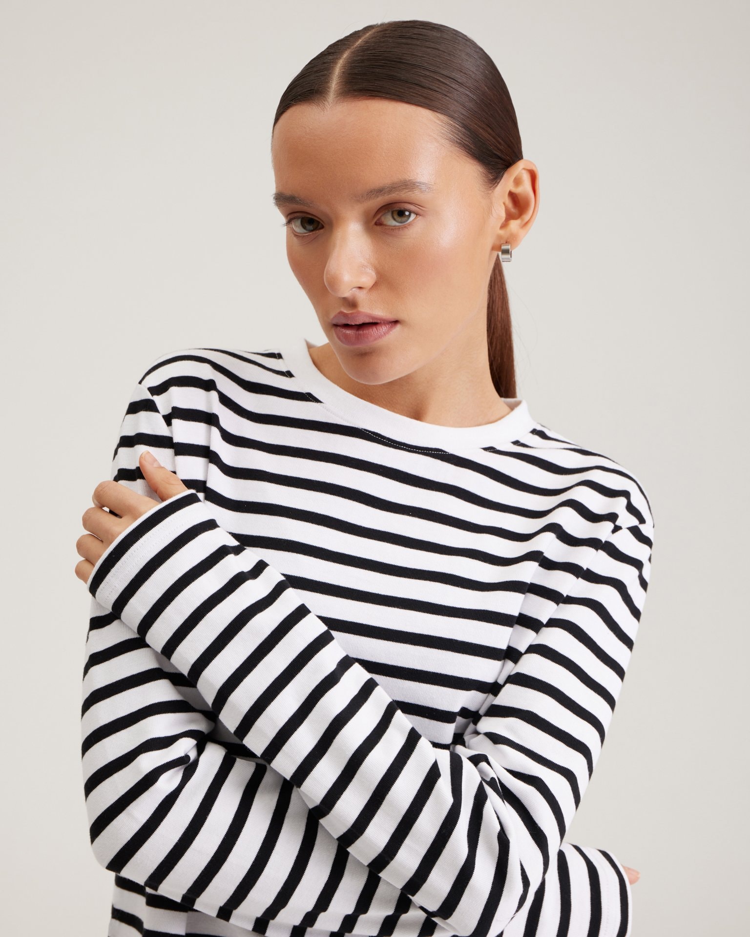 Breton stripe long-sleeved top, Black — photo 7