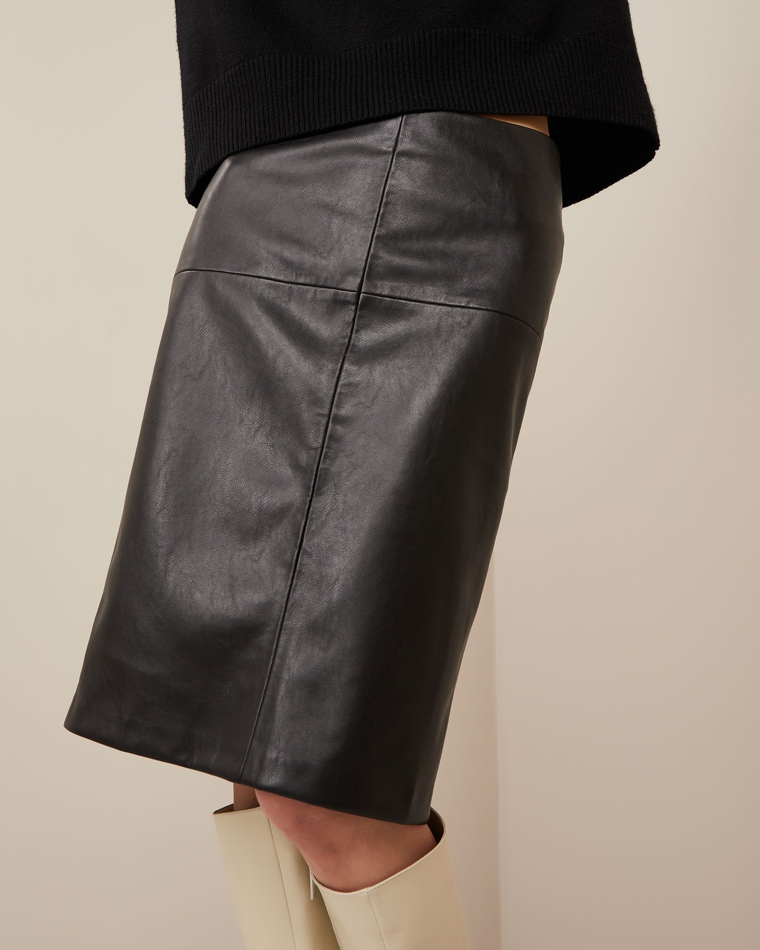 Faux leather skirt, Black — photo 5