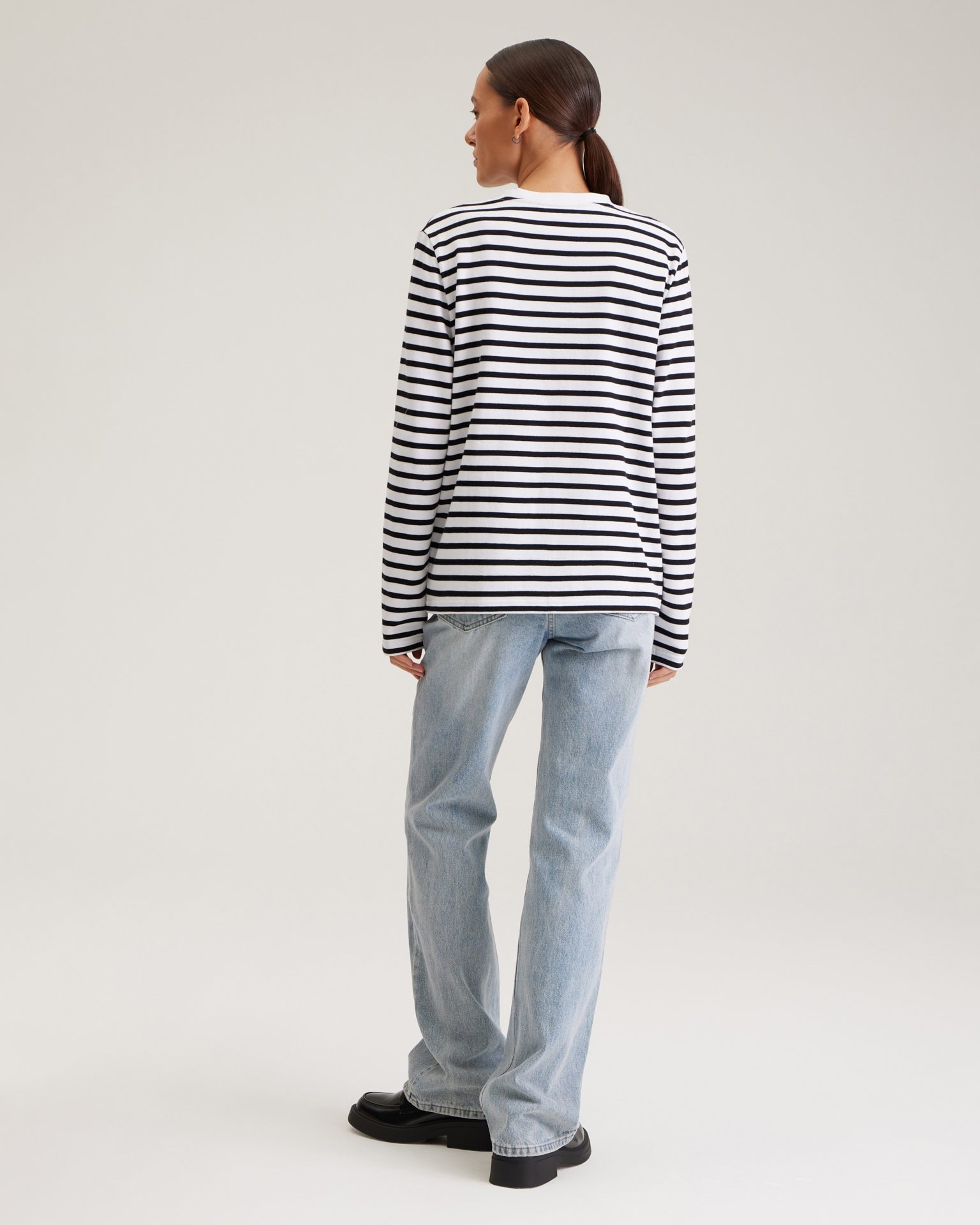 Breton stripe long-sleeved top, Black — photo 3