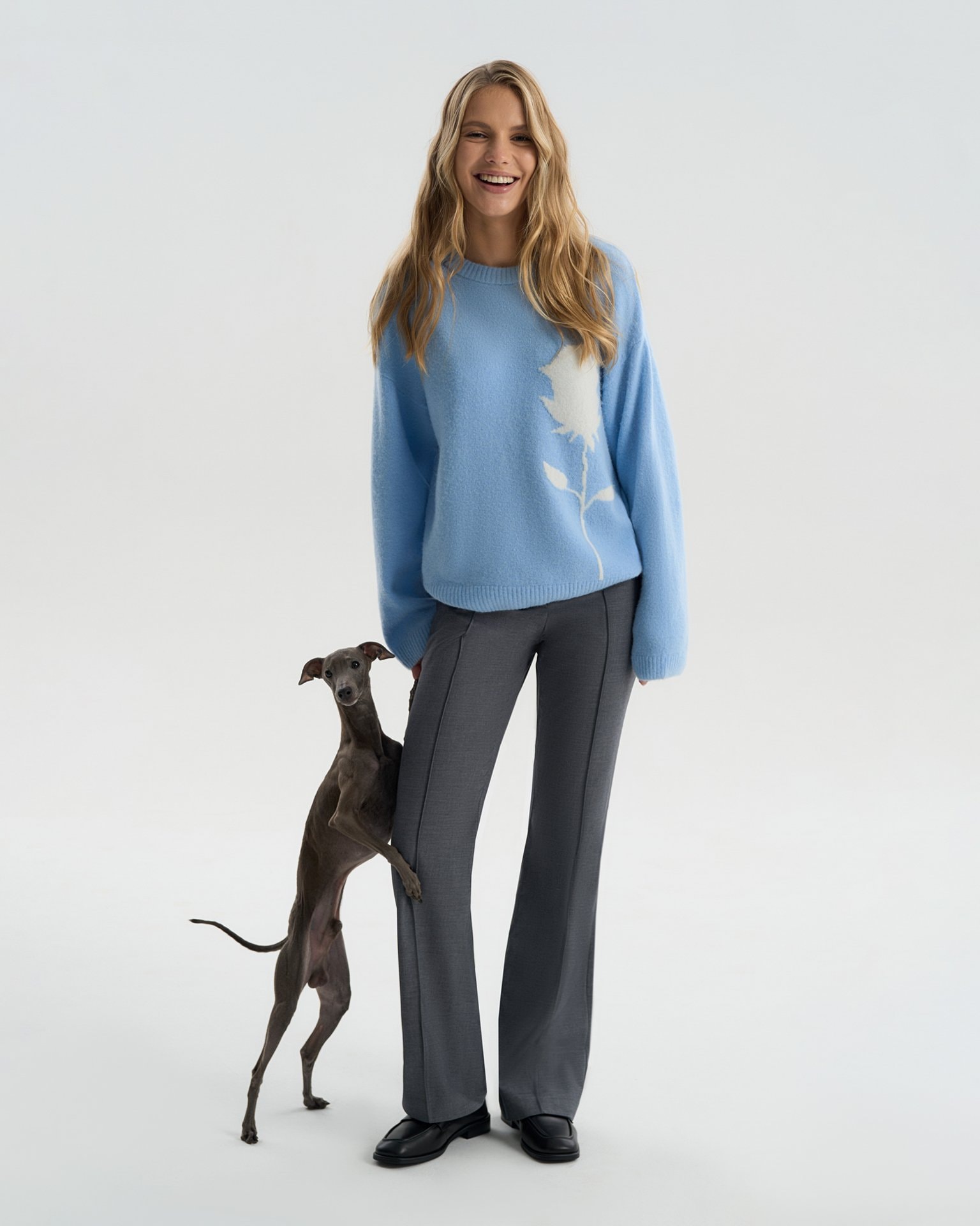 Blended wool jumper, Light Blue