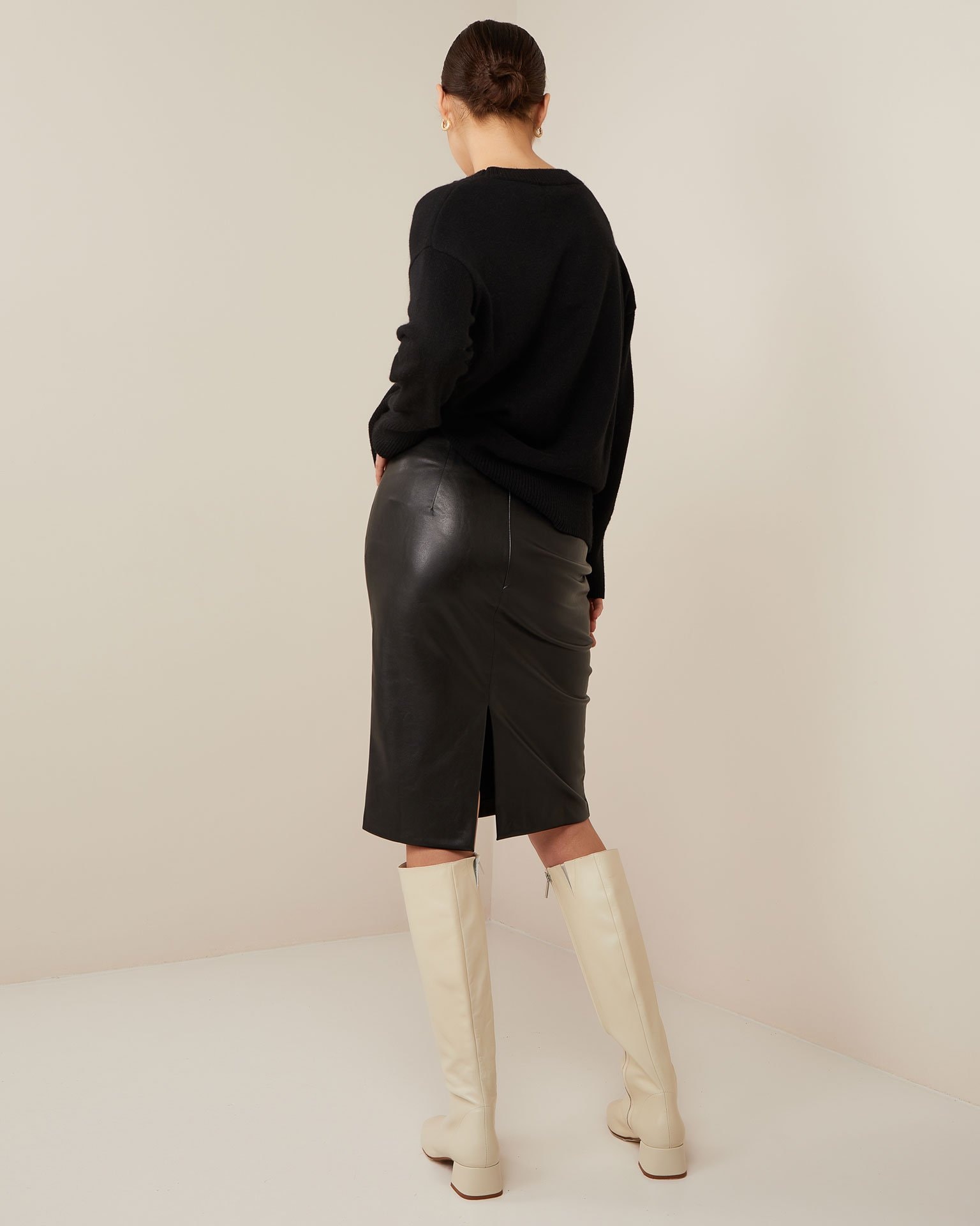 Faux leather skirt, Black — photo 3