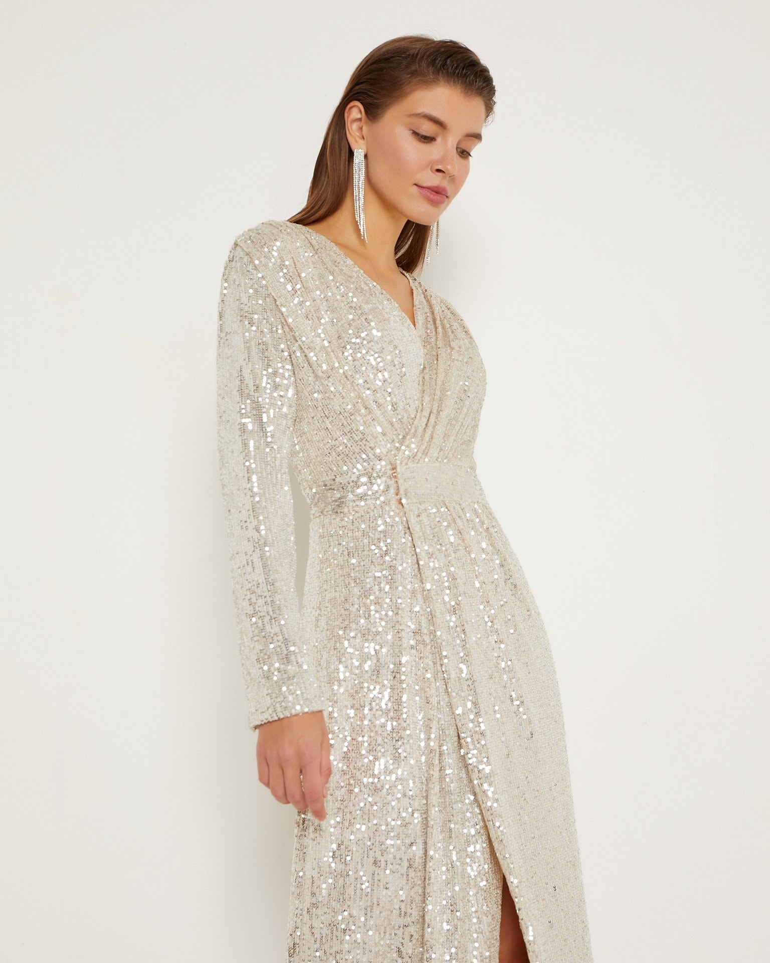Sequinned dress, Nude — photo 4