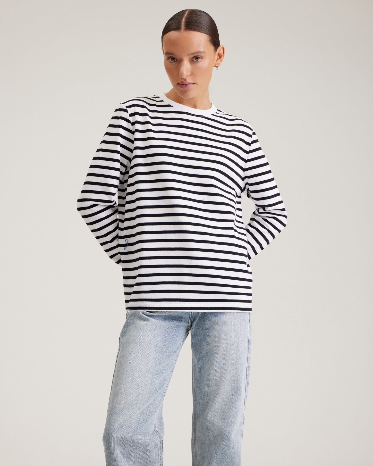 Breton stripe long-sleeved top, Black — photo 5