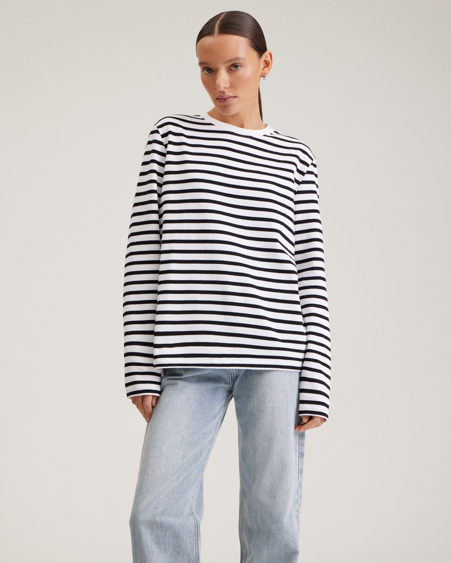 Breton stripe long-sleeved top, Black