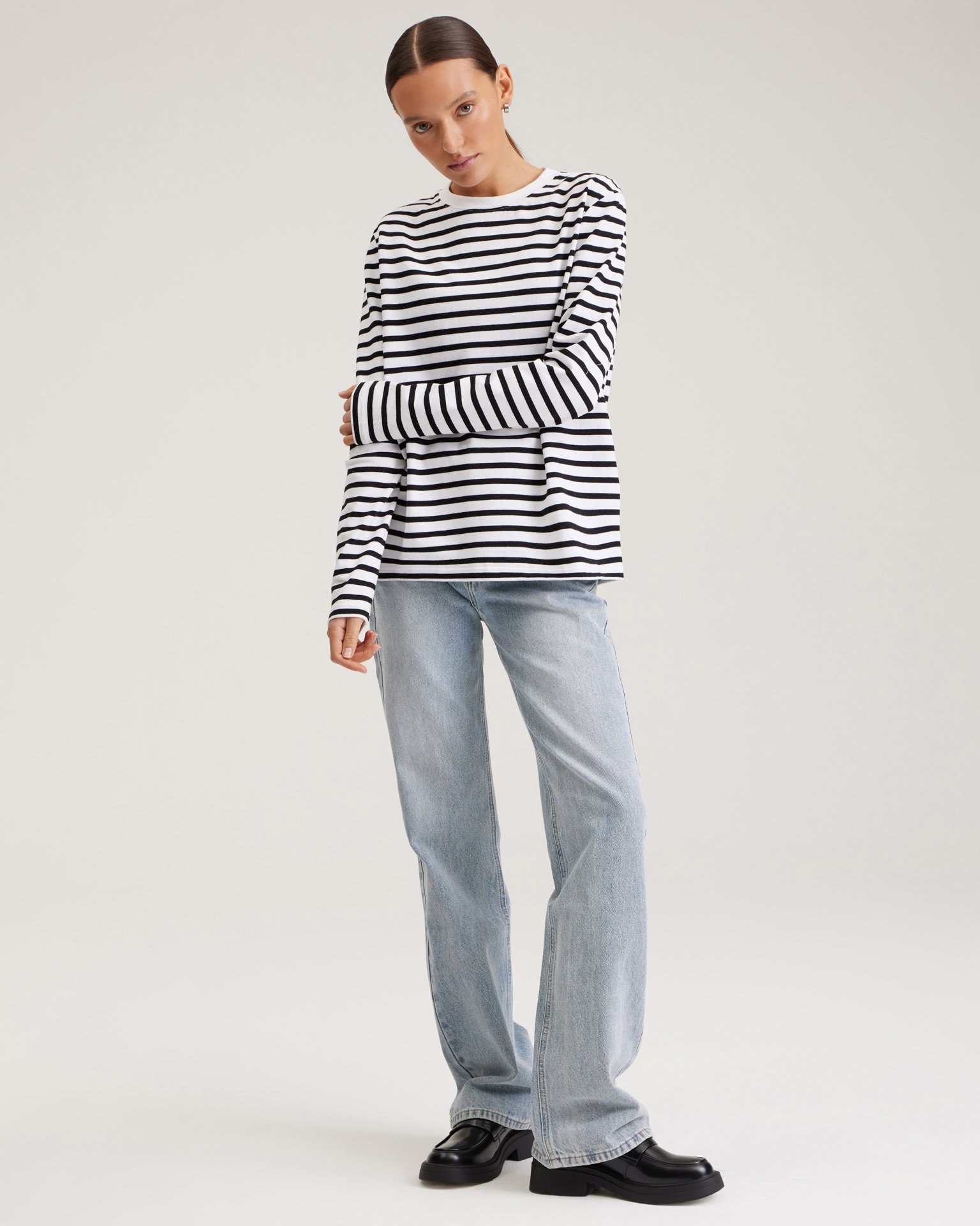 Breton stripe long-sleeved top, Black — photo 4