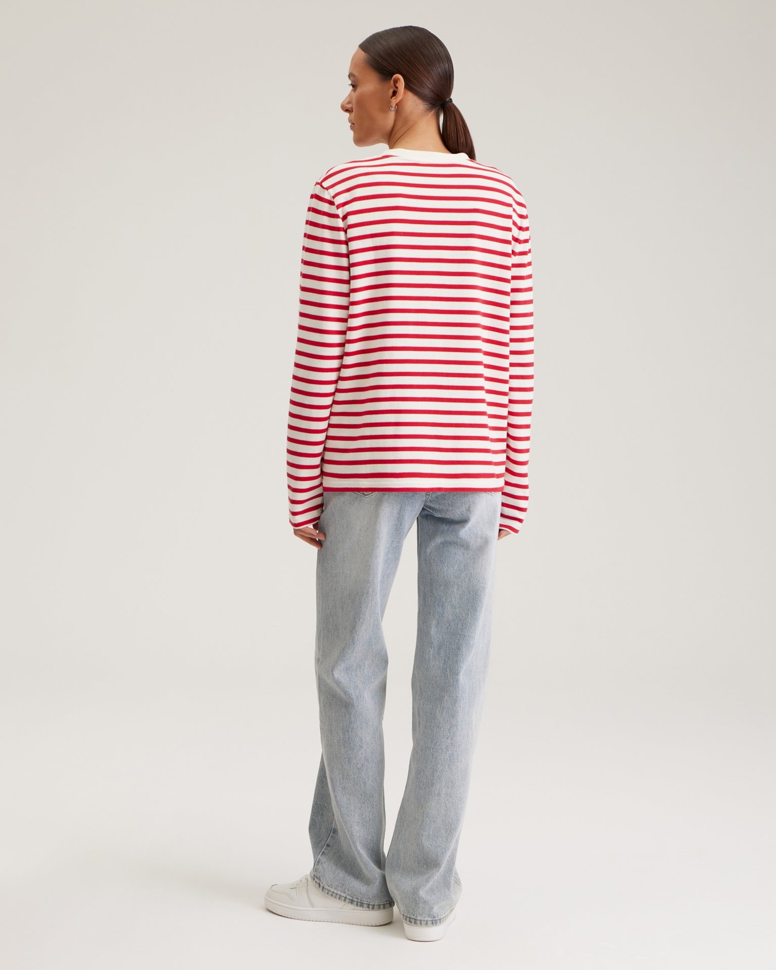 Breton stripe long-sleeved top, Scarlet — photo 4