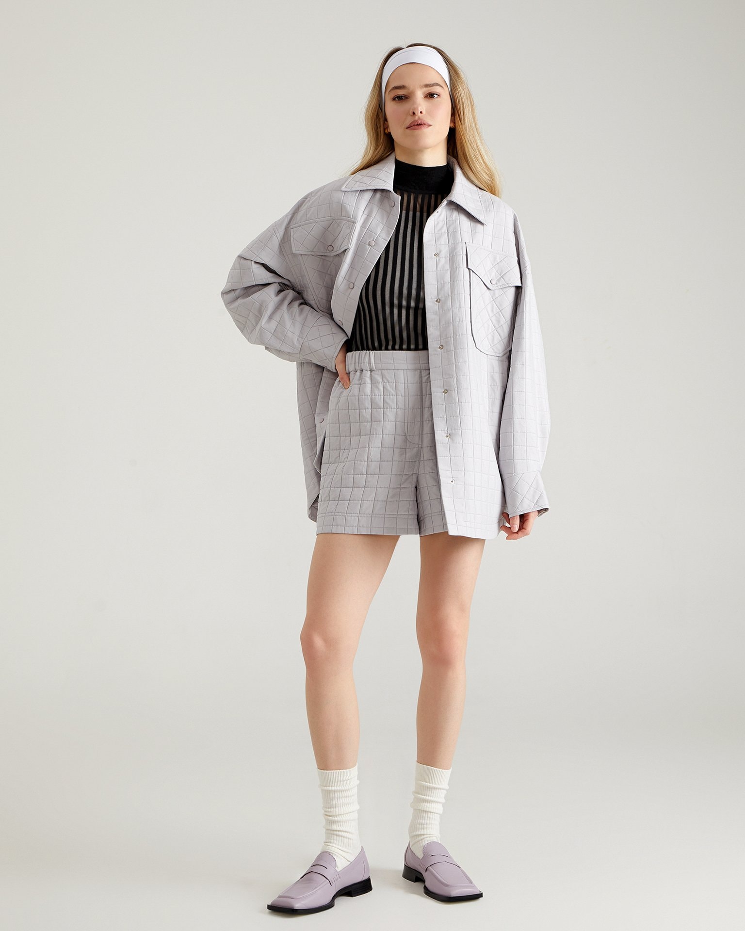 Quilted shorts, Grey — photo 2