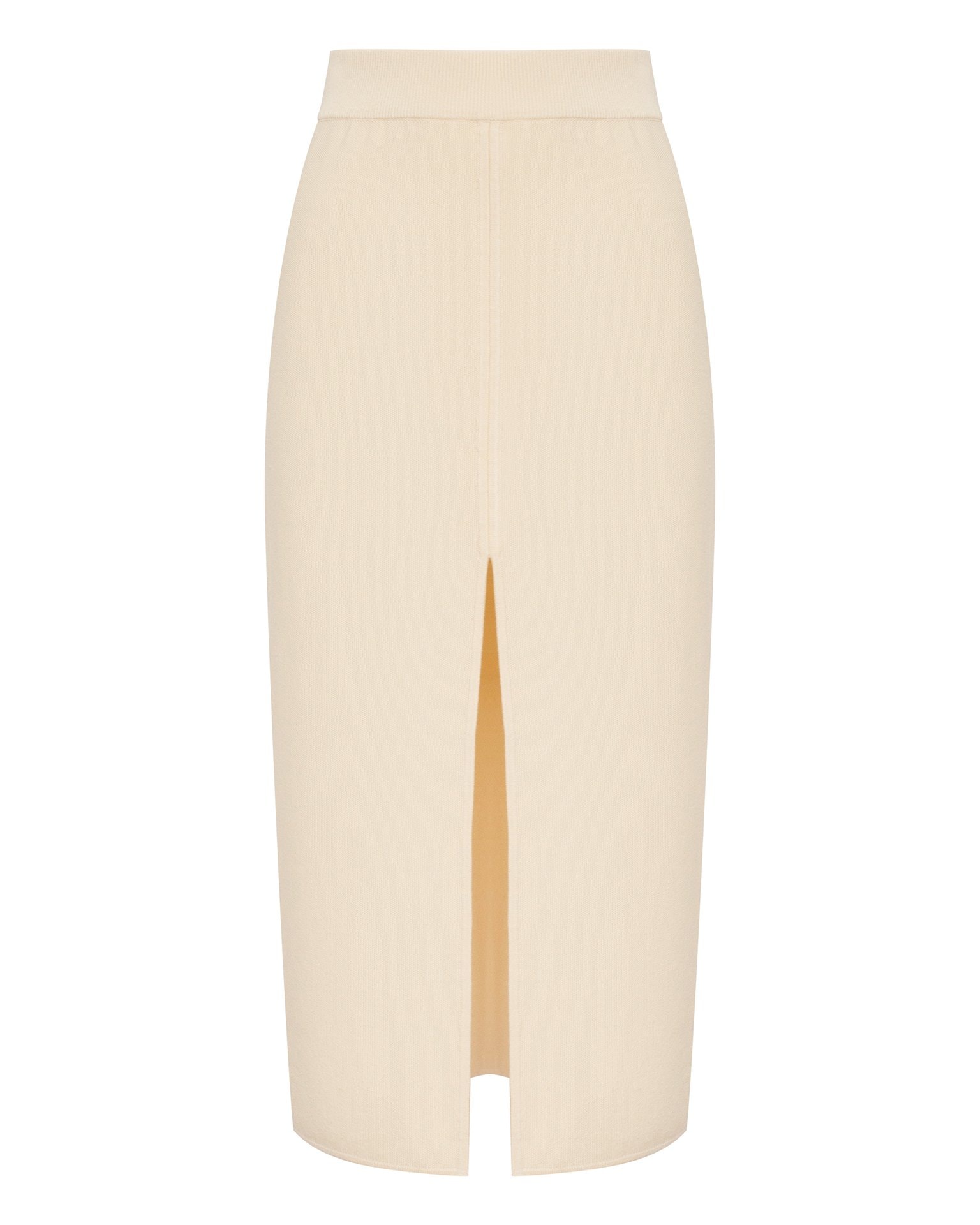 Midi skirt with a slit, Cream — photo 6