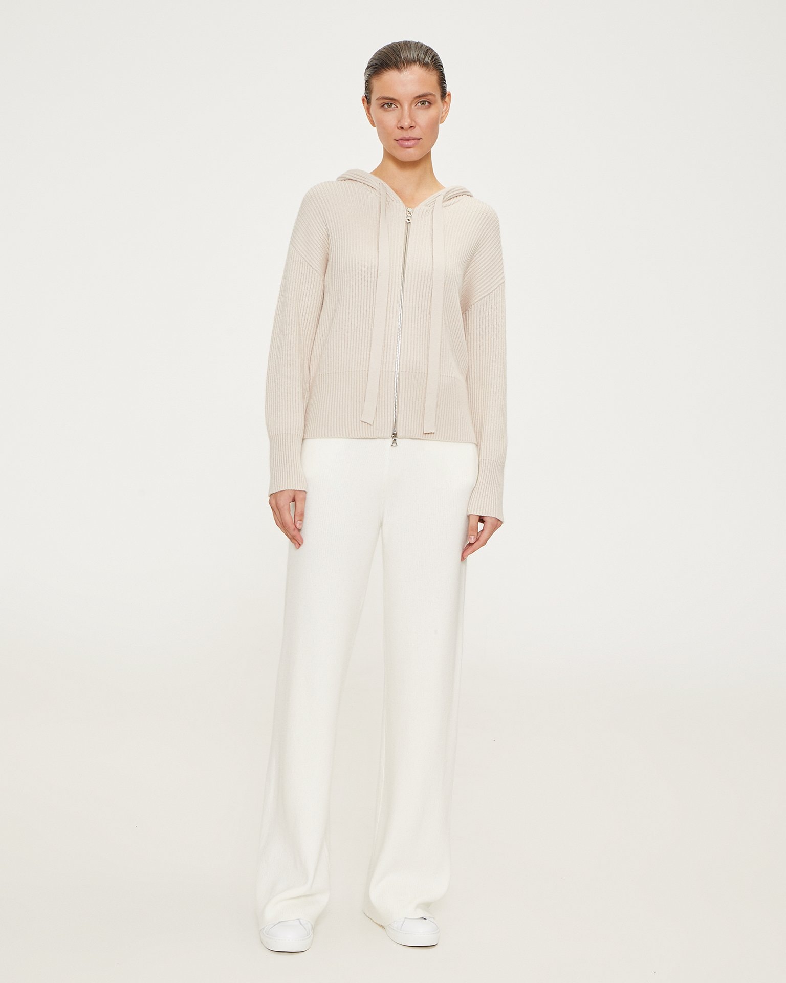 White knitted trousers, White — photo 4