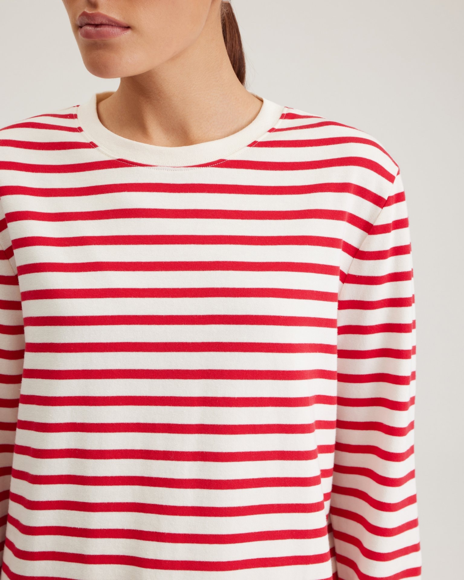 Breton stripe long-sleeved top, Scarlet — photo 7