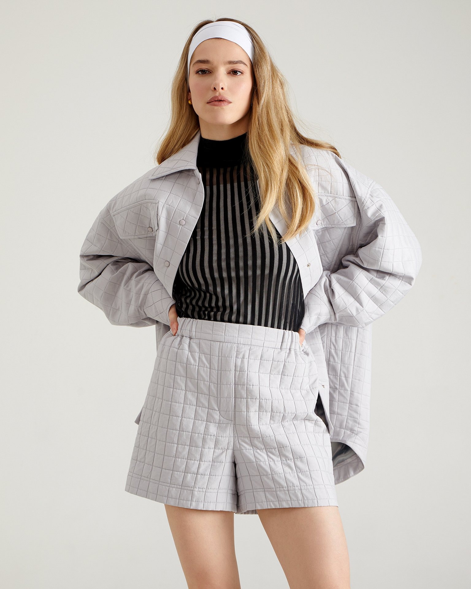 Quilted shorts, Grey — photo 3