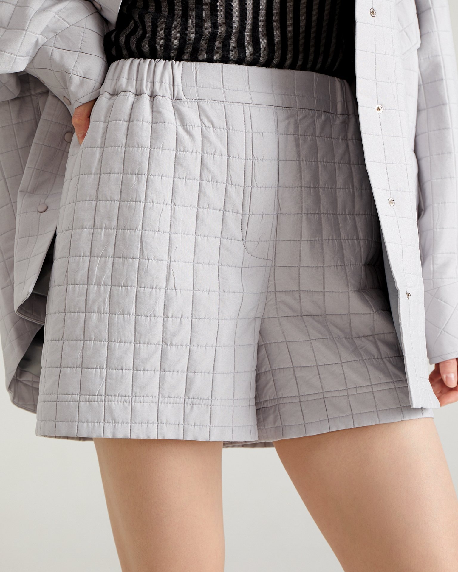 Quilted shorts, Grey — photo 5