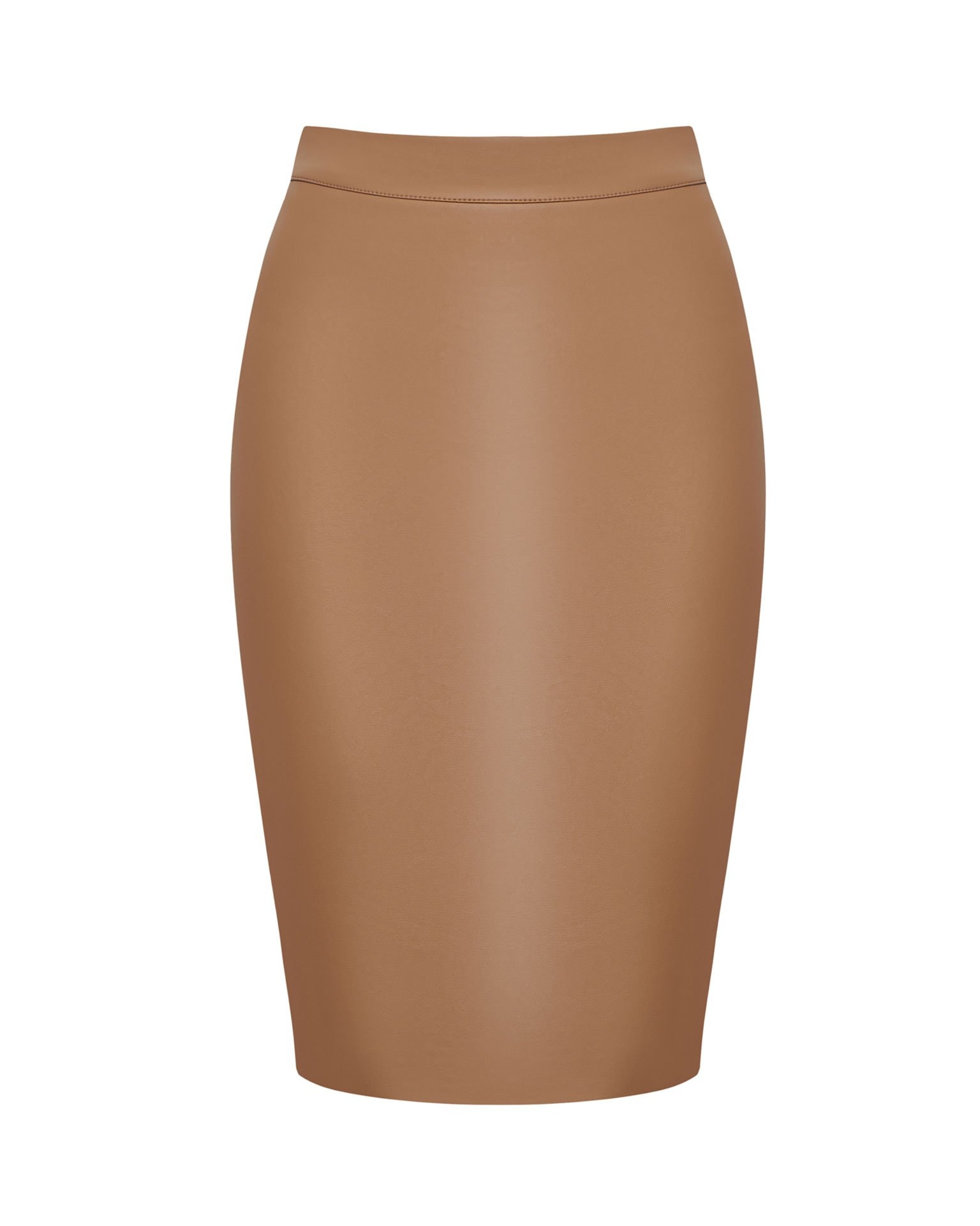 A faux leather skirt, Brown
