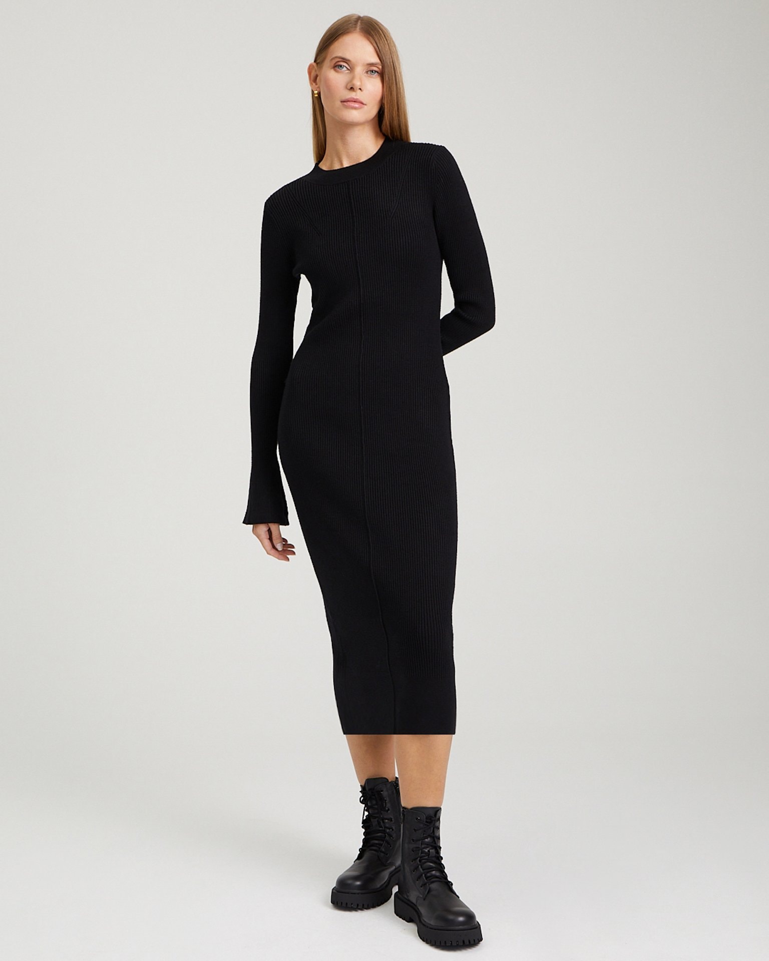 Fitted knit dress, Black — photo 2