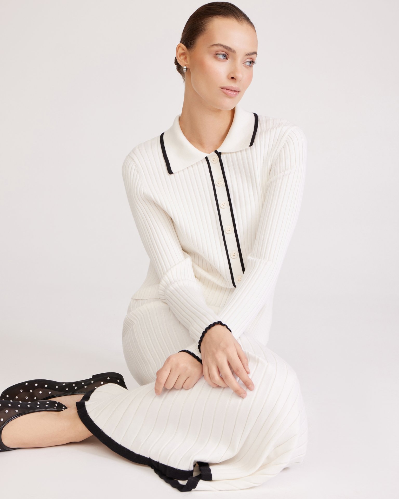 White midi skirt, White — photo 2